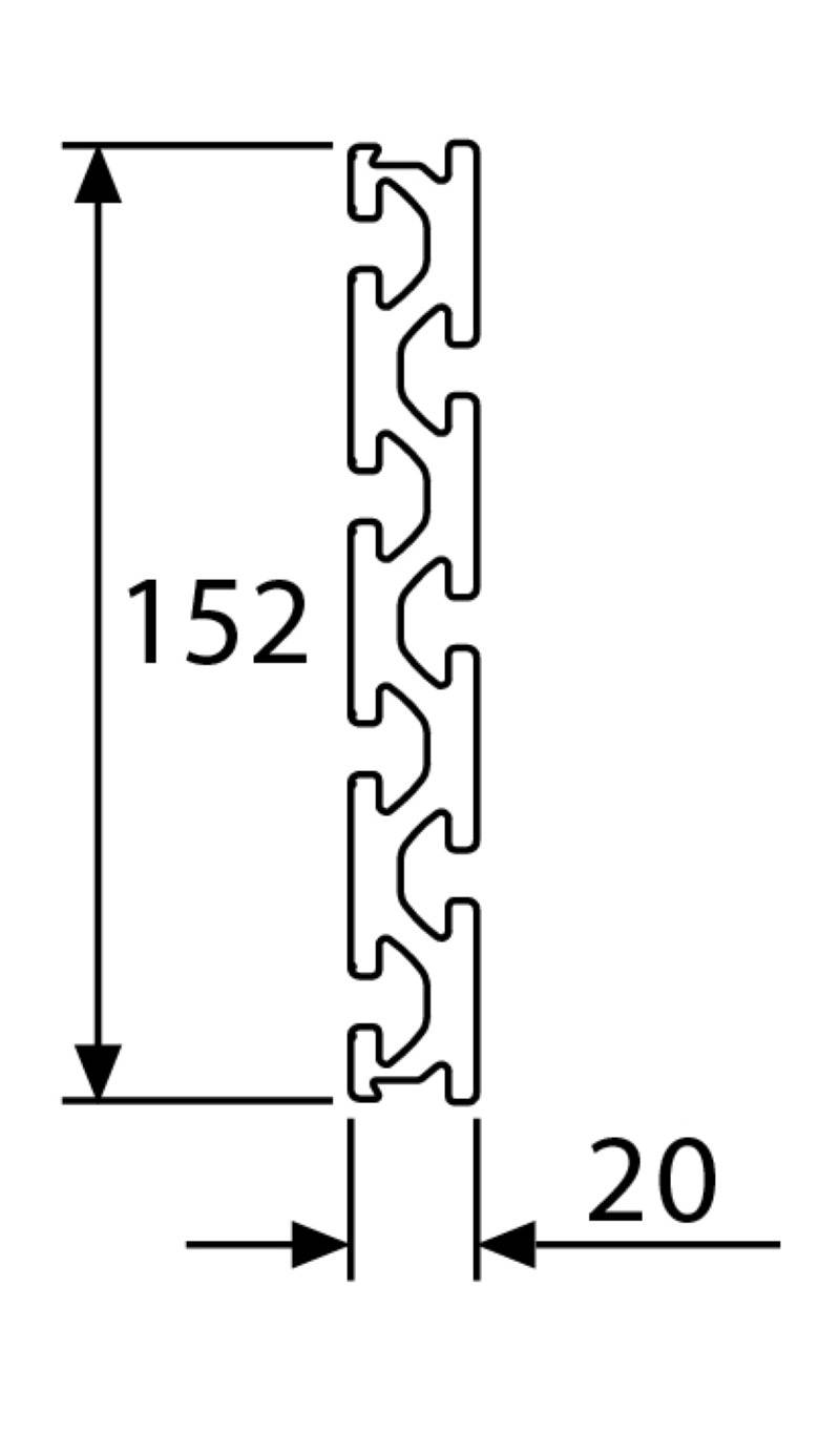 Aluminiumprofil 20x152S Plattenprofil I-Typ Nut 8 (schwer), silber eloxiert. Aluminium Profil 20x152 Alu Profile 20 x 152 Systemprofil 1460mm