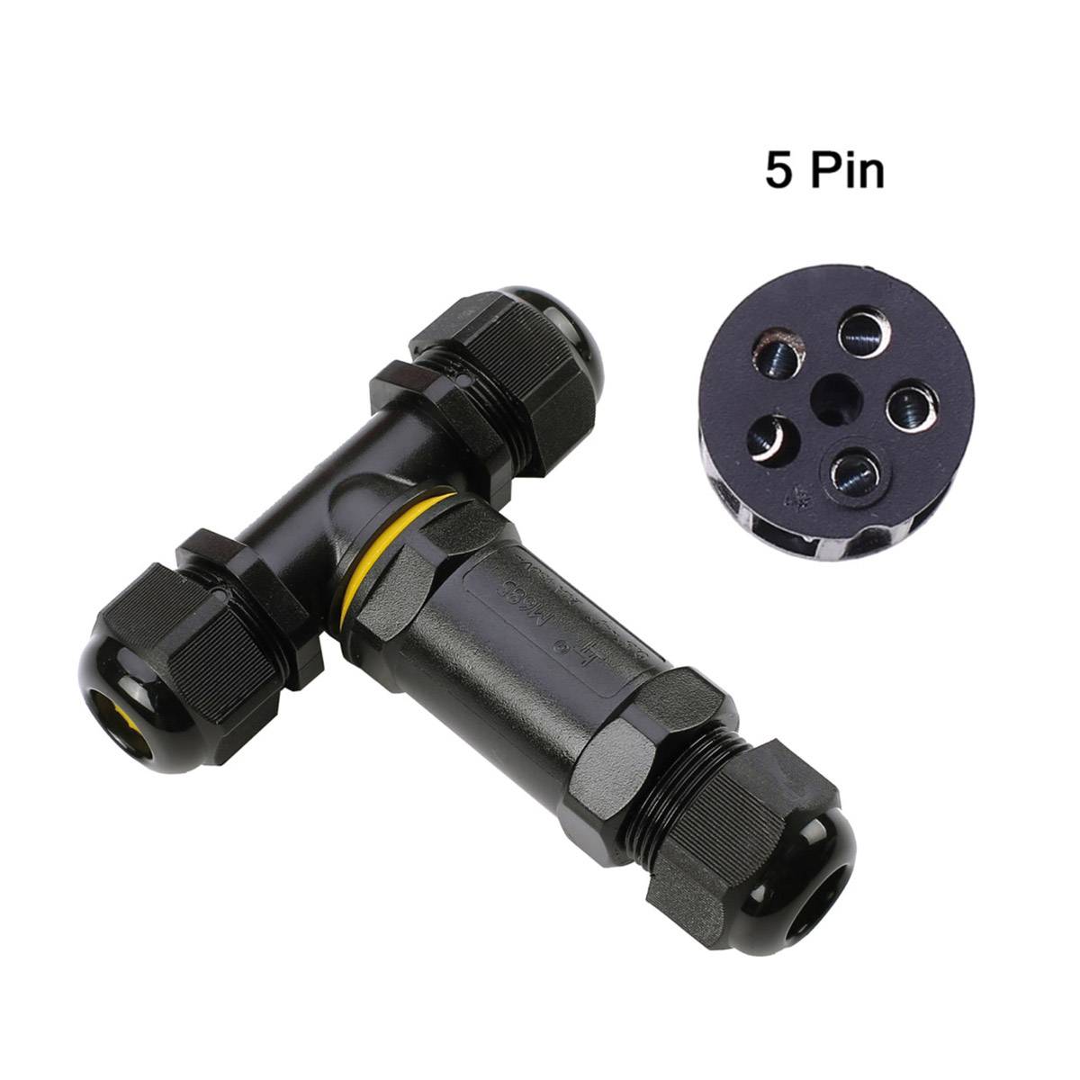 Kabelmuffe Abzweigdose Kabelverbinder Kabeldose Kabelbox T-Form IP68 Wasserdicht Indoor & Outdoor Erdkabel 5 Pin Leitung