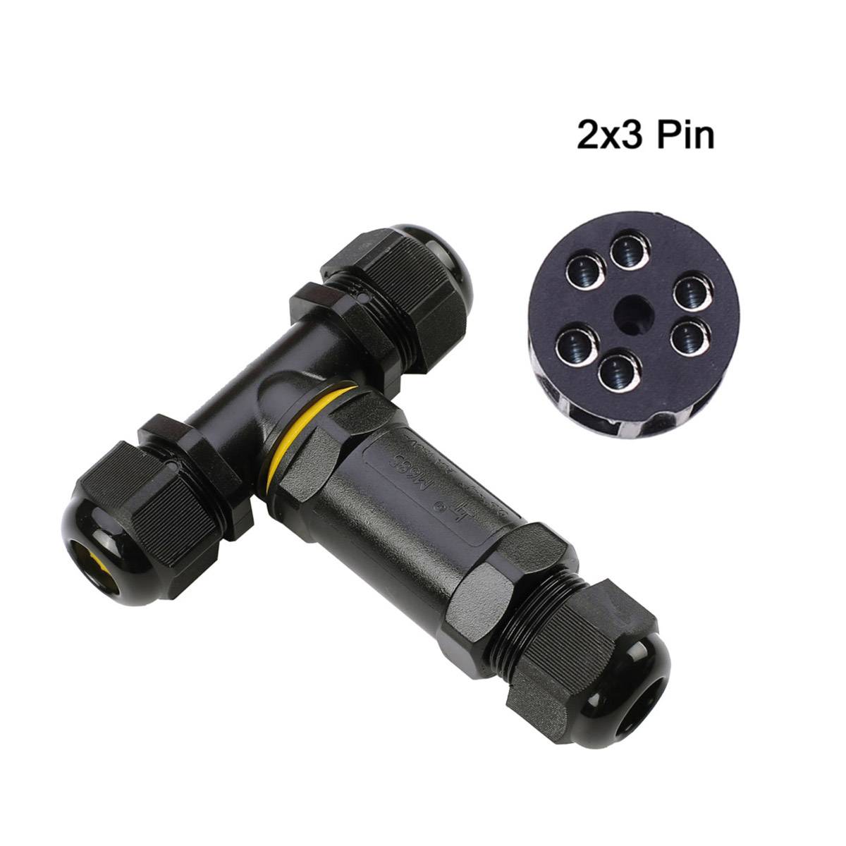 Kabelmuffe Abzweigdose Kabelverbinder Kabeldose Kabelbox T-Form IP68 Wasserdicht Indoor & Outdoor Erdkabel 2x3 Pin Leitung