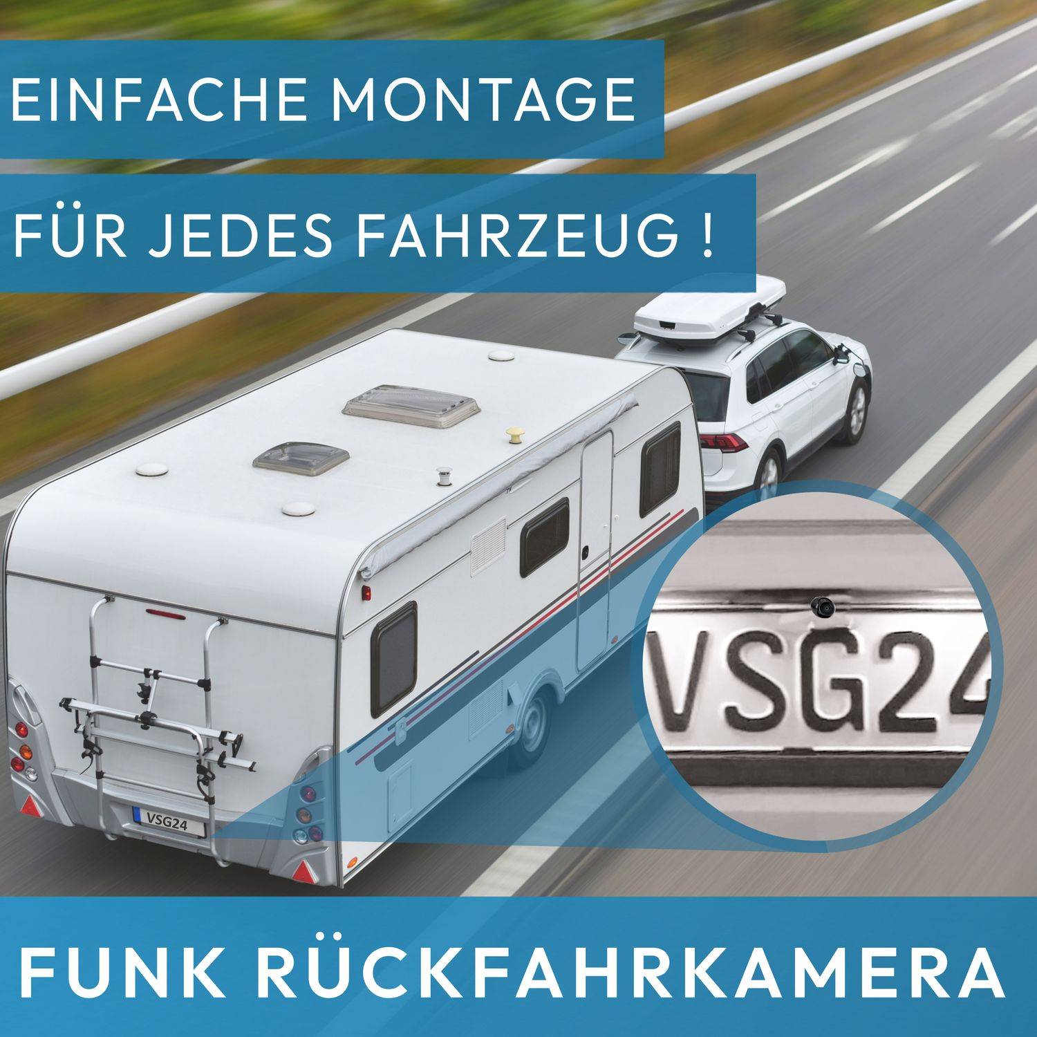 VSG24 Rückfahrkamera PILOT HD | Mini-HD Kamera 18,5 cm im Ø für PKW und Anhänger IP68