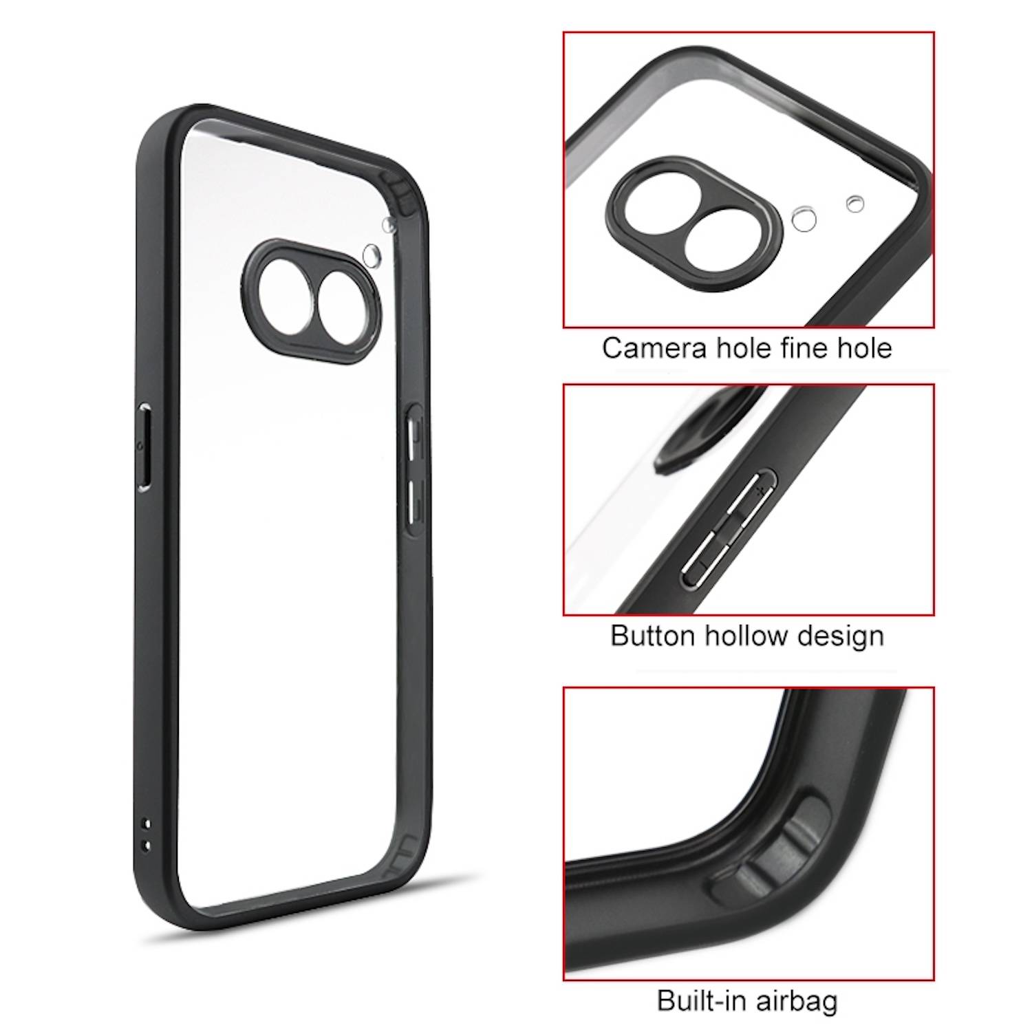 Für Nothing Phone 2a / Plus Frosted TPU + Transparent PC Hülle Schwarz
