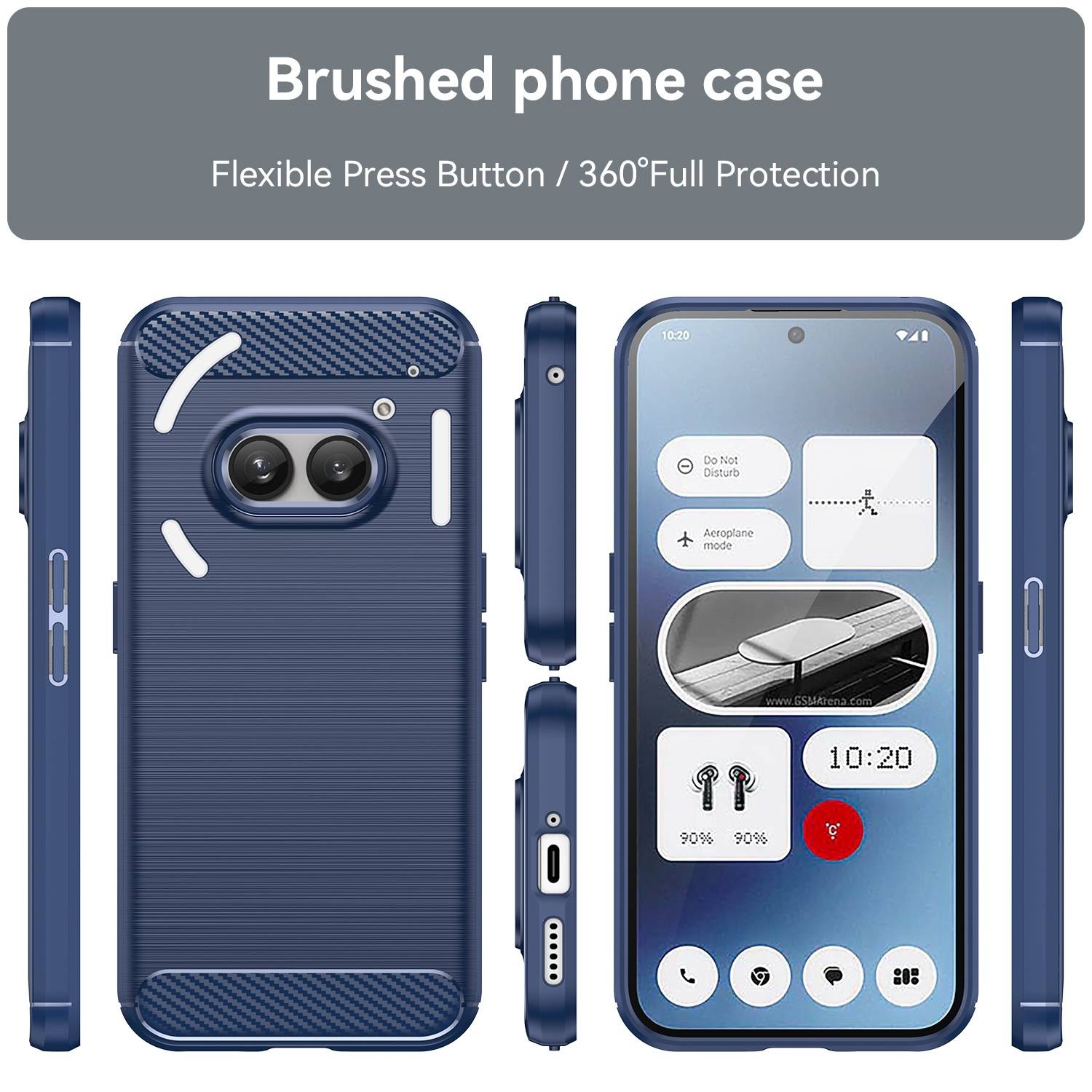 Für Nothing Phone 2a / Plus Schock Carbon Textur TPU Handy Hülle Blau