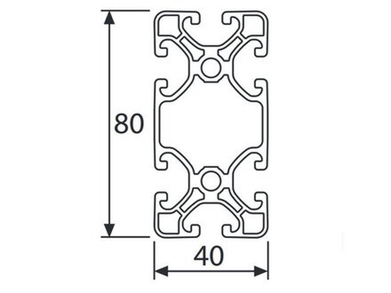 Aluminiumprofil 40x80E I-Typ Nut 8 (ultraleicht), silber eloxiert. Aluminium Profil 40x80 Alu Profil 40 x 80 Montage- Systemprofil 120mm