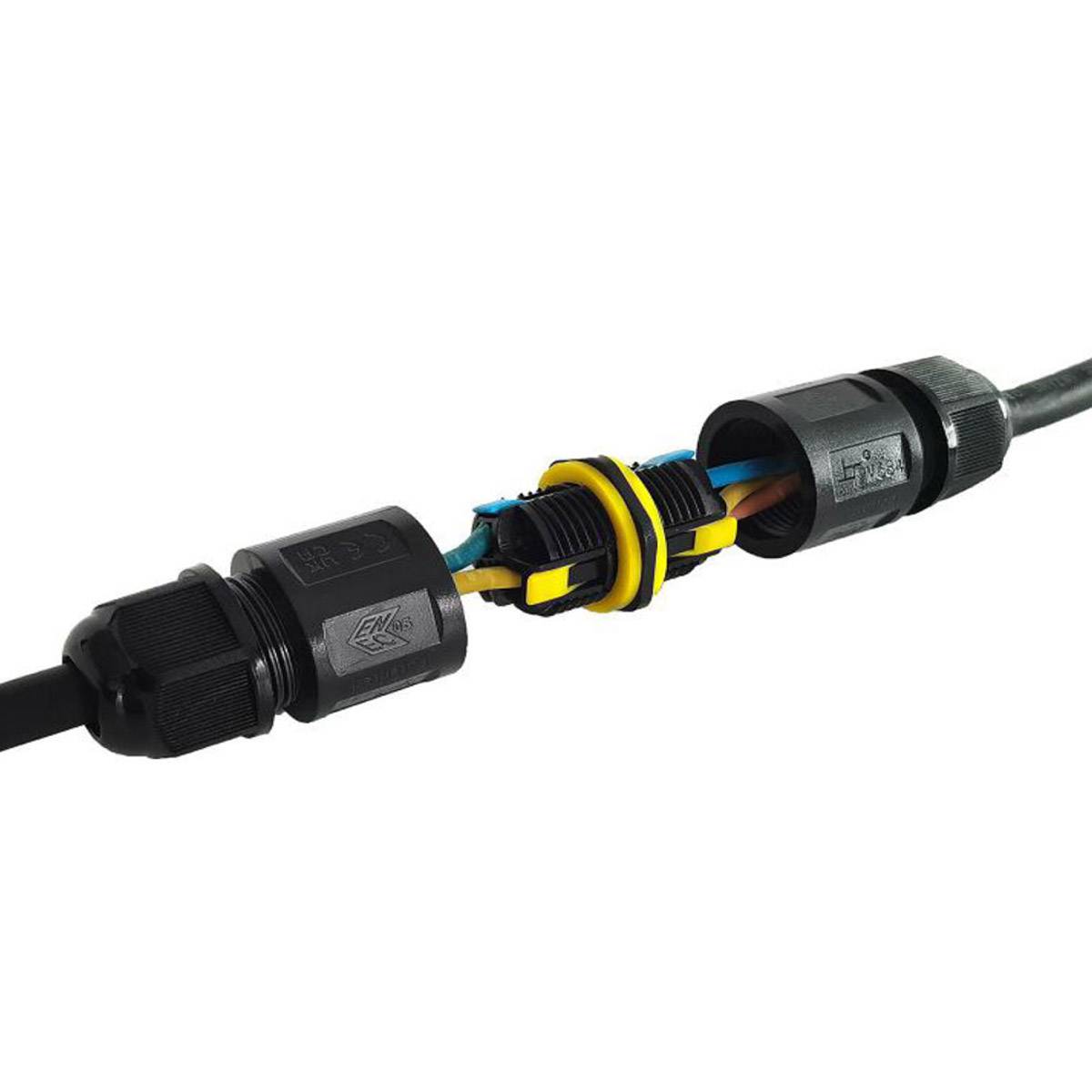 Kabelmuffe Abzweigdose Kabelverbinder Kabeldose Kabelbox I-Form IP68 Wasserdicht Indoor & Outdoor Erdkabel 3 Pin Zum Klicken