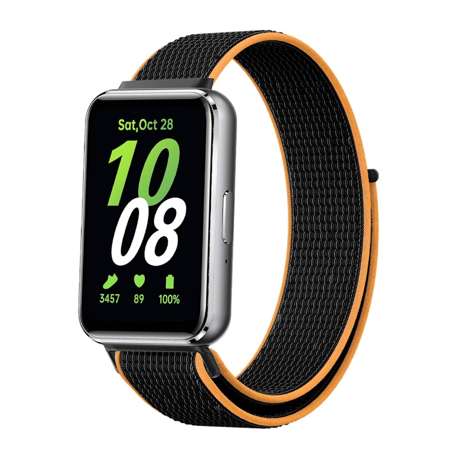 Für Samsung Galaxy Fit 3 Elastisches Design Sport gewebtes Nylon Ersatz Arm Band Schwarz / Orange