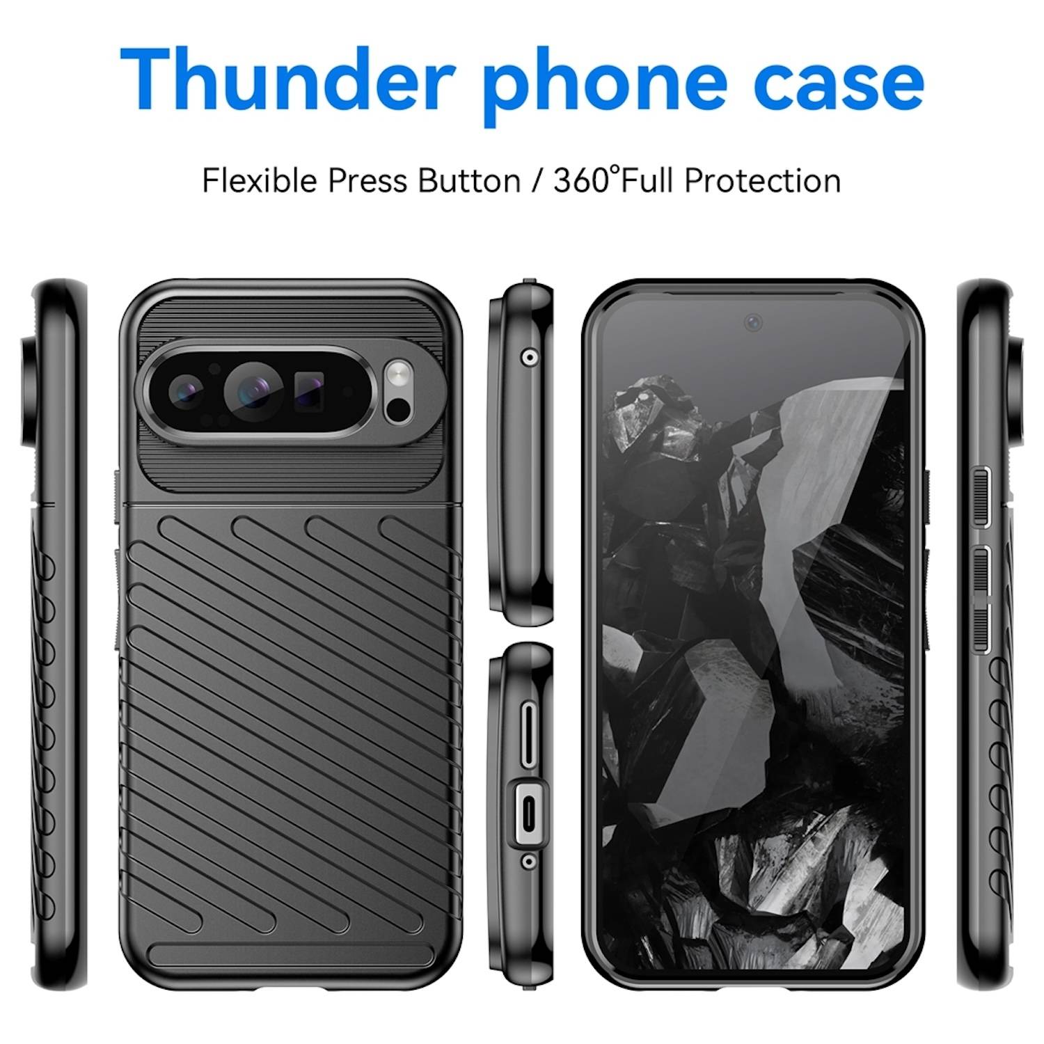 Für Google Pixel 9 Pro XL Schockfeste Thunderbolt TPU Hülle Cover Case