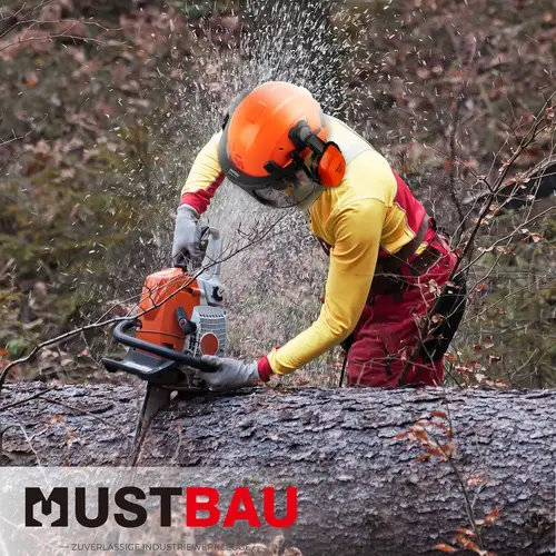 MUSTBAU Sicherheitshelm Schutzhelm Set - EN397 mit Ohrschützern und Netzvisier - Verstellbarer Kopfbügel von 53 bis 63 cm - Ideal für Forstwirtsch MUSTBAU Sicherheitshelm Schutzhelm Set - EN397 mit Ohrschützern und Netzvisier - Verstellbarer Kopfbügel von 53 bis 63 cm - Ideal für Forstwirtsch