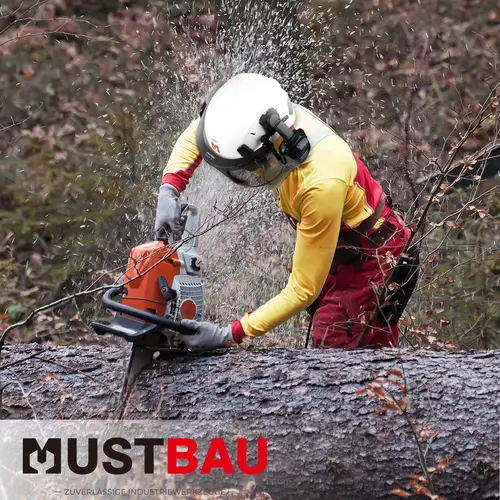 MUSTBAU Sicherheitshelm Schutzhelm Set - EN397 mit Ohrschützern und Netzvisier - Verstellbarer Kopfbügel von 53 bis 63 cm - Ideal für Forstwirtsch MUSTBAU Sicherheitshelm Schutzhelm Set - EN397 mit Ohrschützern und Netzvisier - Verstellbarer Kopfbügel von 53 bis 63 cm - Ideal für Forstwirtsch