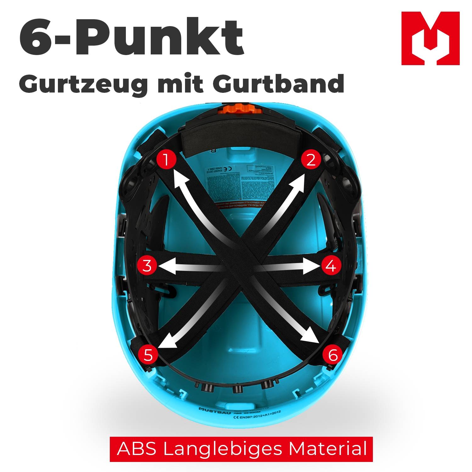 Mustbau Sicherheitshelm-Set - Schutzhelm mit Schutzbrille, Verstellbarer Kopfriemen von 53 bis 63 cm