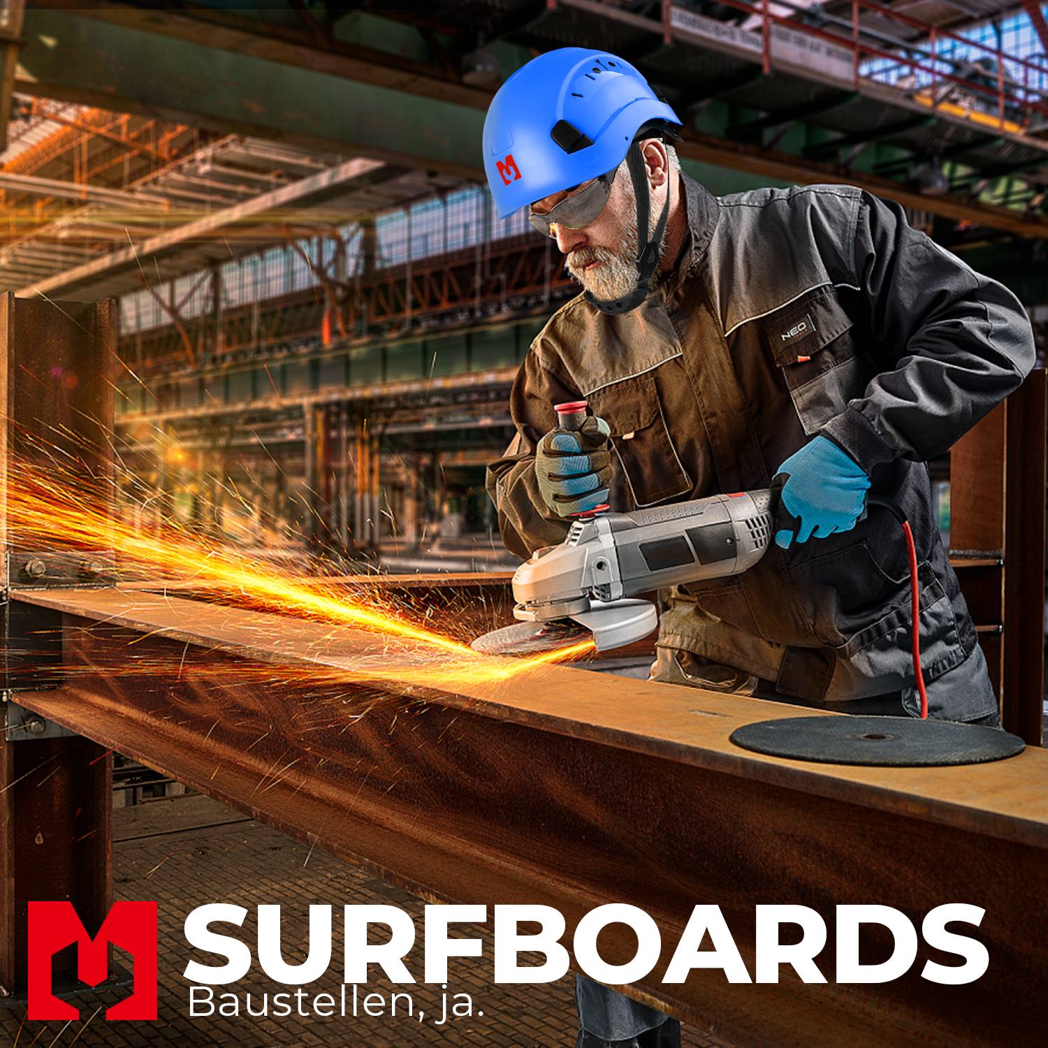 Mustbau Sicherheitshelm-Set - Schutzhelm mit Schutzbrille, Verstellbarer Kopfriemen von 53 bis 63 cm