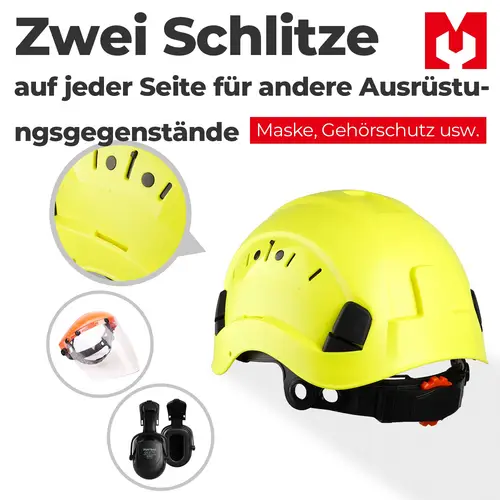 Mustbau Sicherheitshelm-Set - Schutzhelm mit Schutzbrille, Verstellbarer Kopfriemen von 53 bis 63 cm Mustbau Sicherheitshelm-Set - Schutzhelm mit Schutzbrille, Verstellbarer Kopfriemen von 53 bis 63 cm