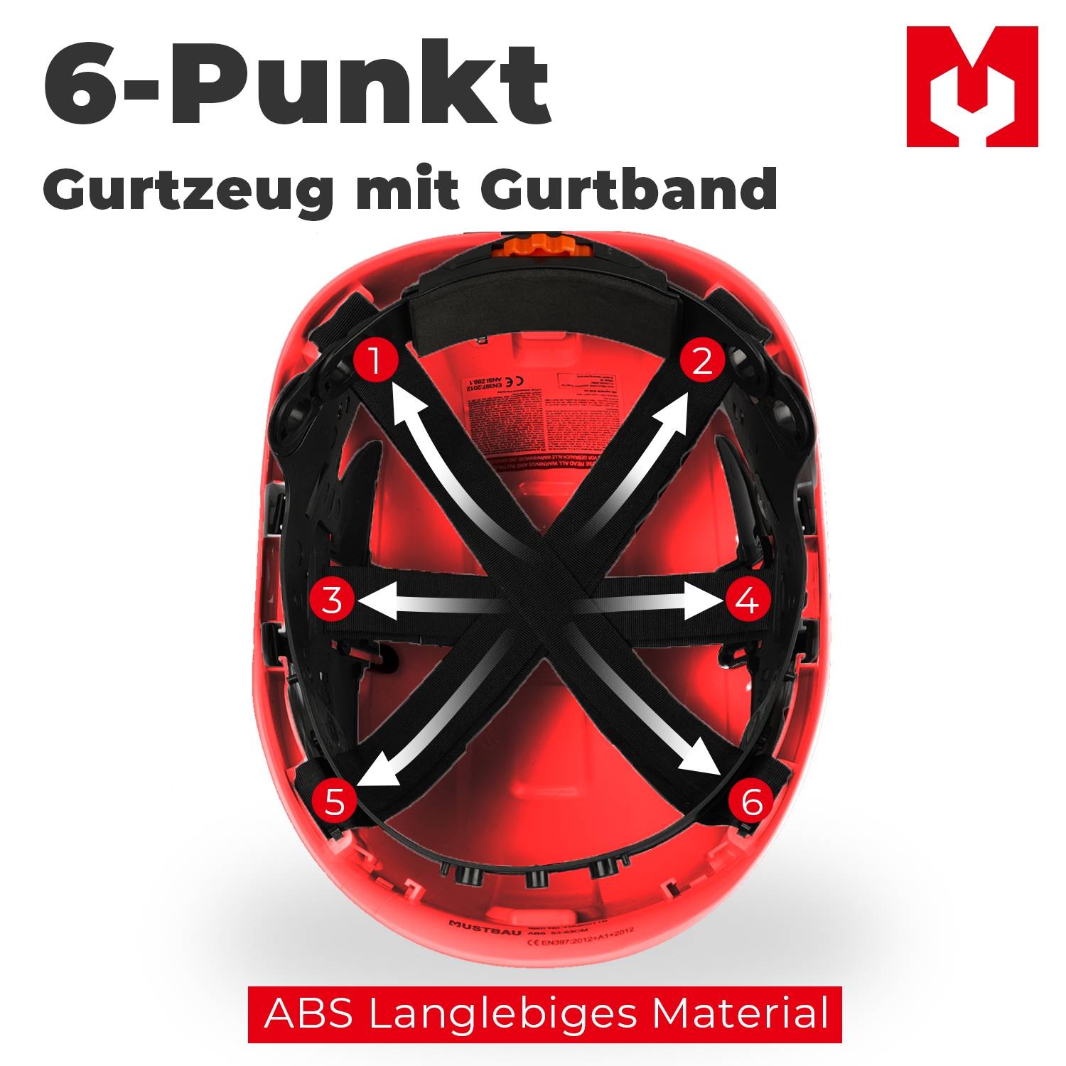 Mustbau Sicherheitshelm-Set - Schutzhelm mit Schutzbrille, Verstellbarer Kopfriemen von 53 bis 63 cm