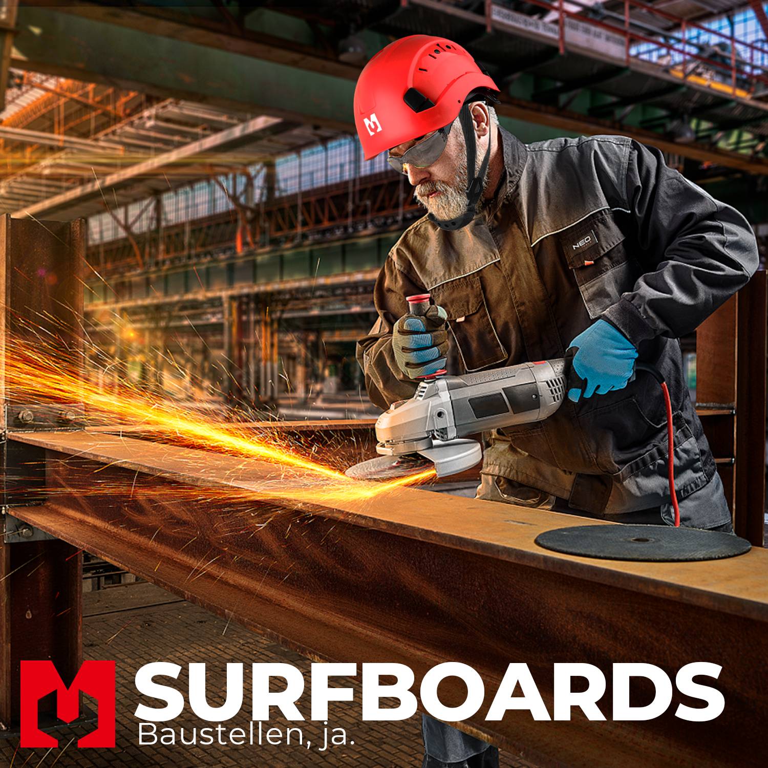 Mustbau Sicherheitshelm-Set - Schutzhelm mit Schutzbrille, Verstellbarer Kopfriemen von 53 bis 63 cm