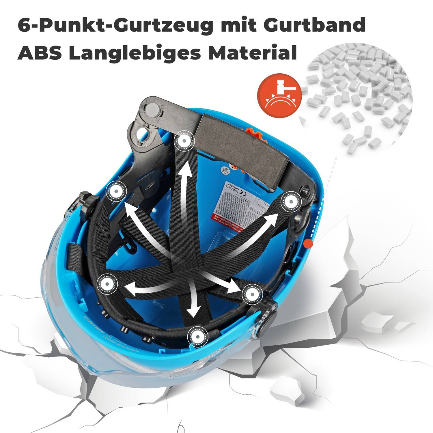 Mustbau Sicherheitshelm-Set, EN397 Schutzhelm mit Ohr- und Gesichtsschutz, verstellbares Kopfband von 53 bis 63 cm, strapazierfähiges ABS-Material