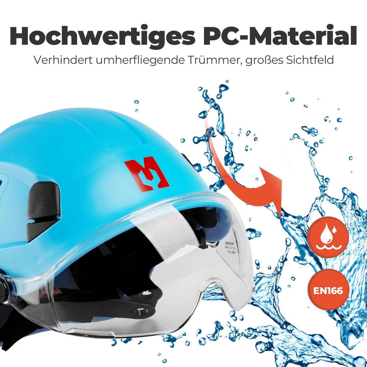 Mustbau Sicherheitshelm-Set, EN397 Schutzhelm mit Ohr- und Gesichtsschutz, verstellbares Kopfband von 53 bis 63 cm, strapazierfähiges ABS-Material