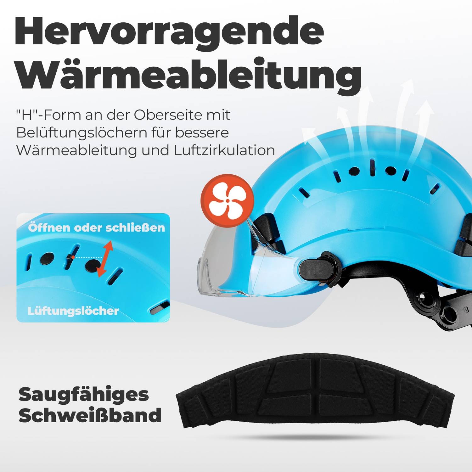 Mustbau Sicherheitshelm-Set, EN397 Schutzhelm mit Ohr- und Gesichtsschutz, verstellbares Kopfband von 53 bis 63 cm, strapazierfähiges ABS-Material