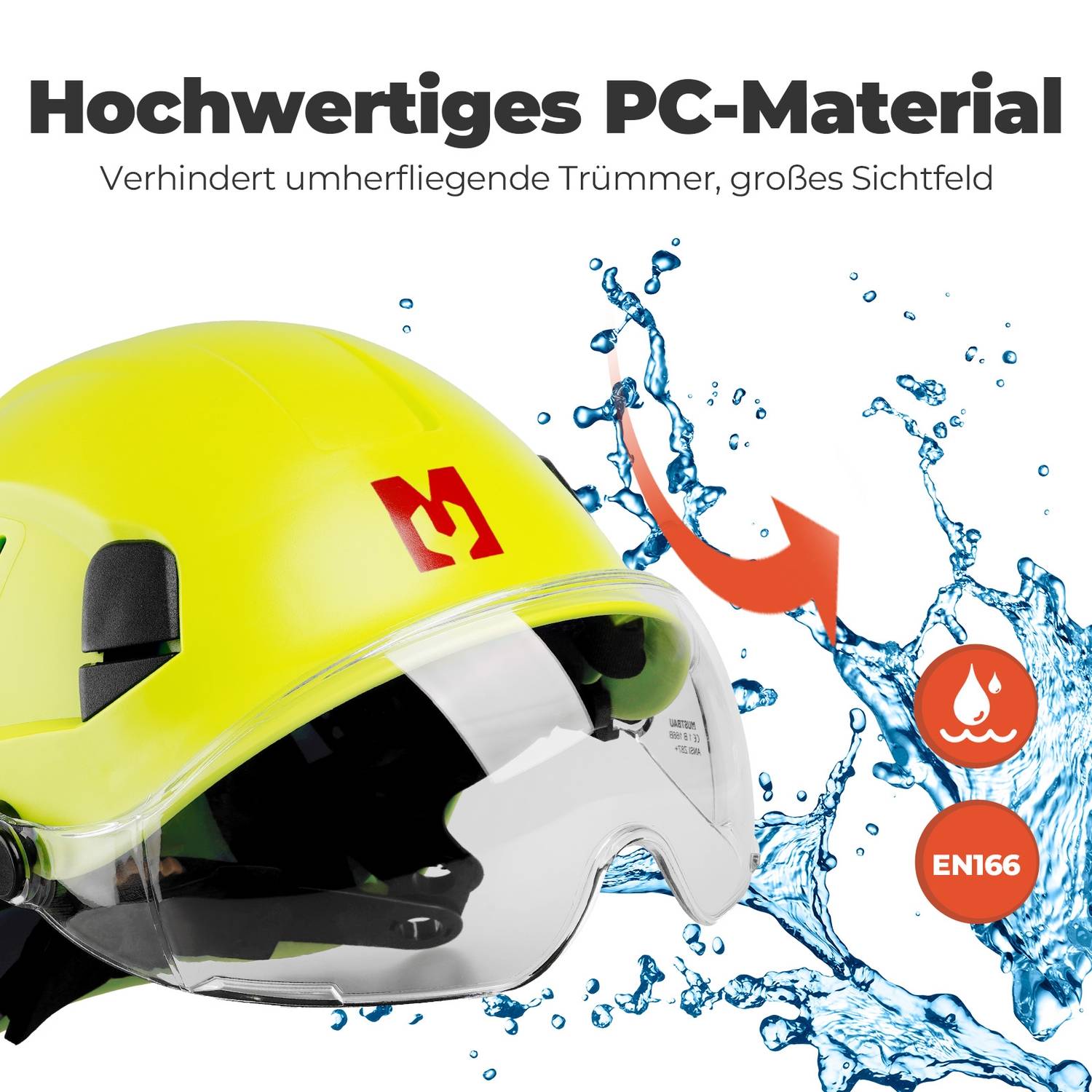 Mustbau Sicherheitshelm-Set, EN397 Schutzhelm mit Ohr- und Gesichtsschutz, verstellbares Kopfband von 53 bis 63 cm, strapazierfähiges ABS-Material