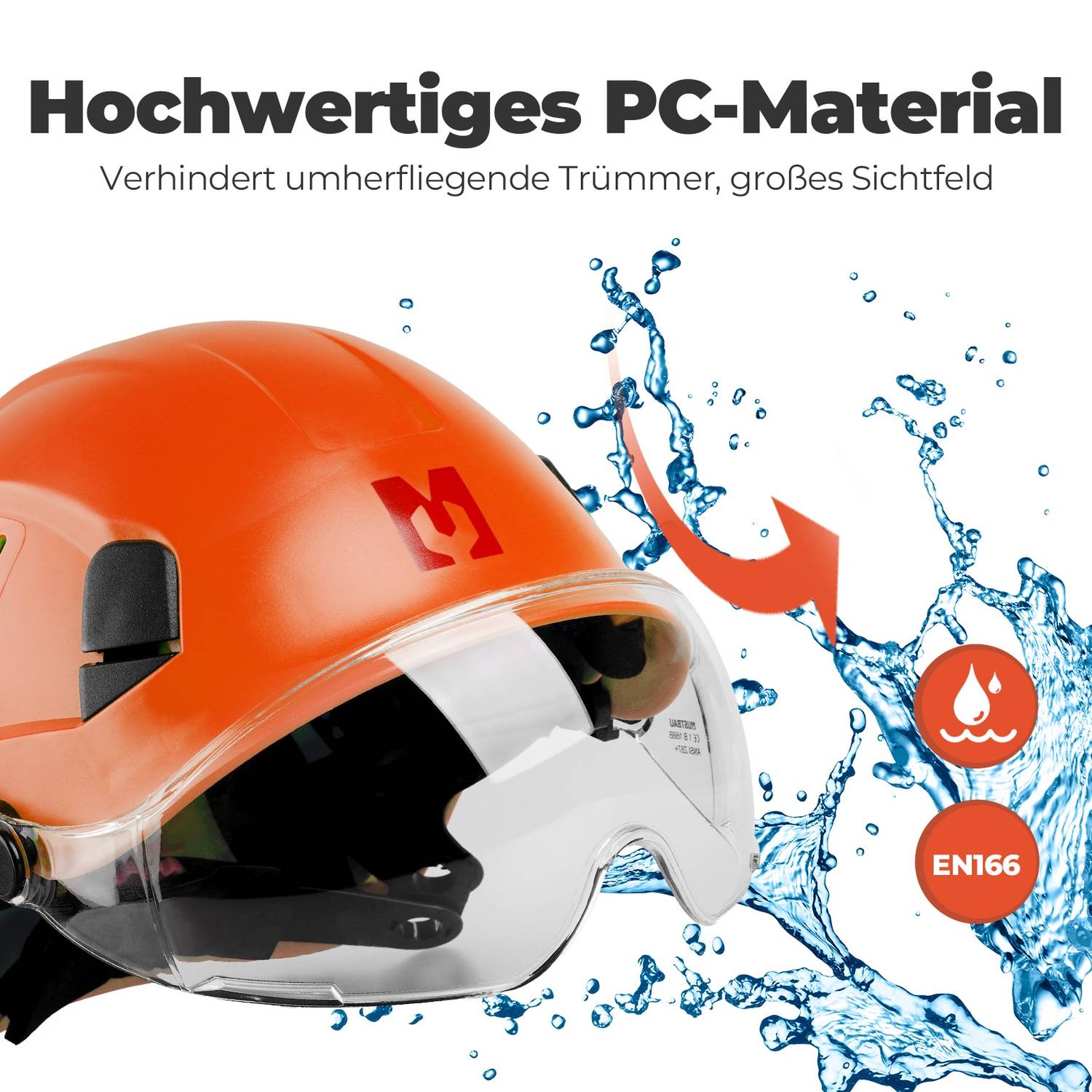 Mustbau Sicherheitshelm-Set, EN397 Schutzhelm mit Ohr- und Gesichtsschutz, verstellbares Kopfband von 53 bis 63 cm, strapazierfähiges ABS-Material