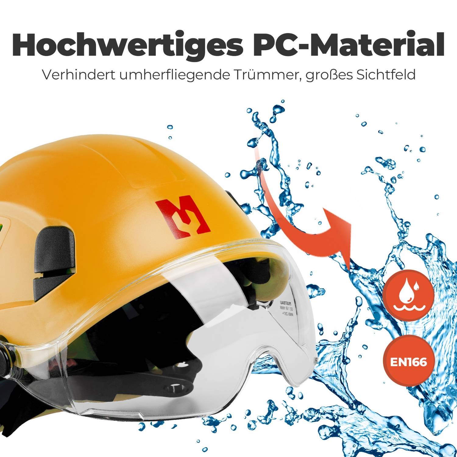 Mustbau Sicherheitshelm-Set, EN397 Schutzhelm mit Ohr- und Gesichtsschutz, verstellbares Kopfband von 53 bis 63 cm, strapazierfähiges ABS-Material