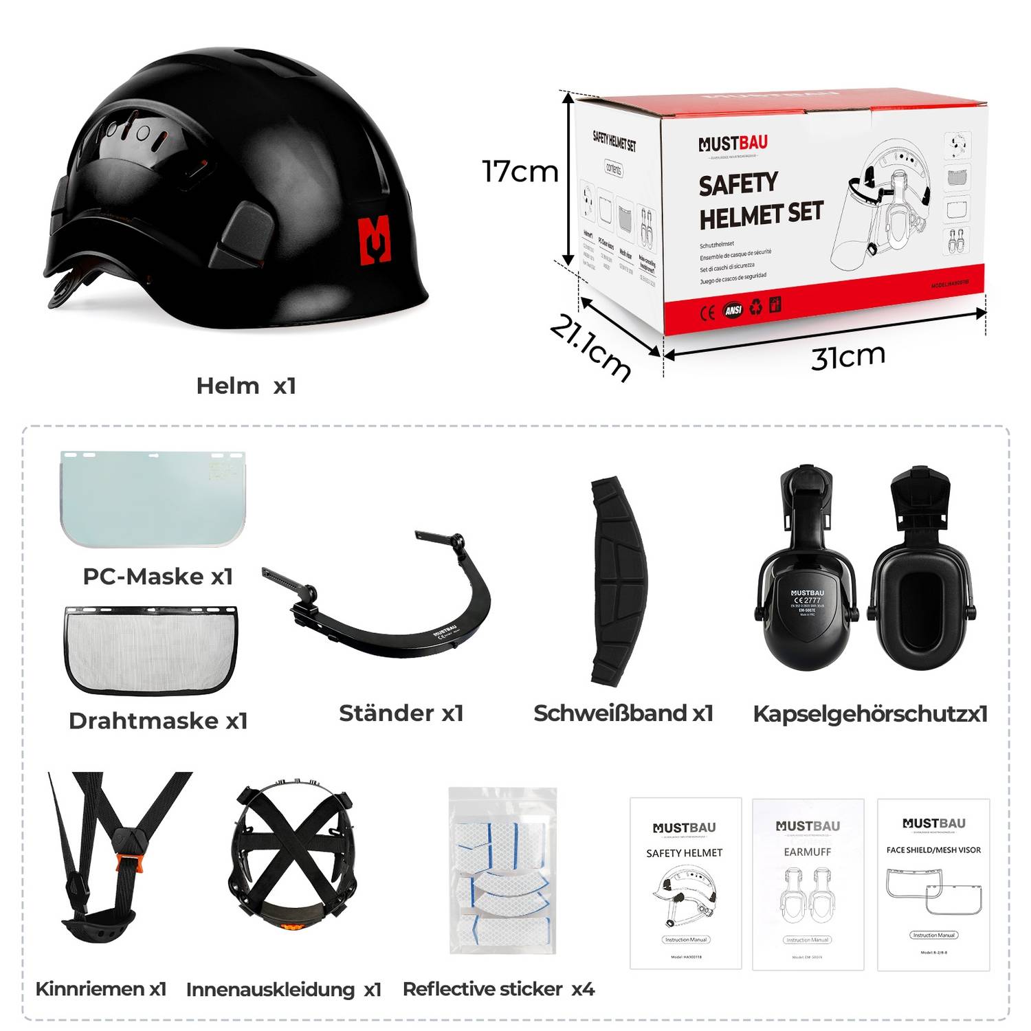 Mustbau Bauhelm,Schutzhelm,Arbeitshelm,Bauarbeiterhelm