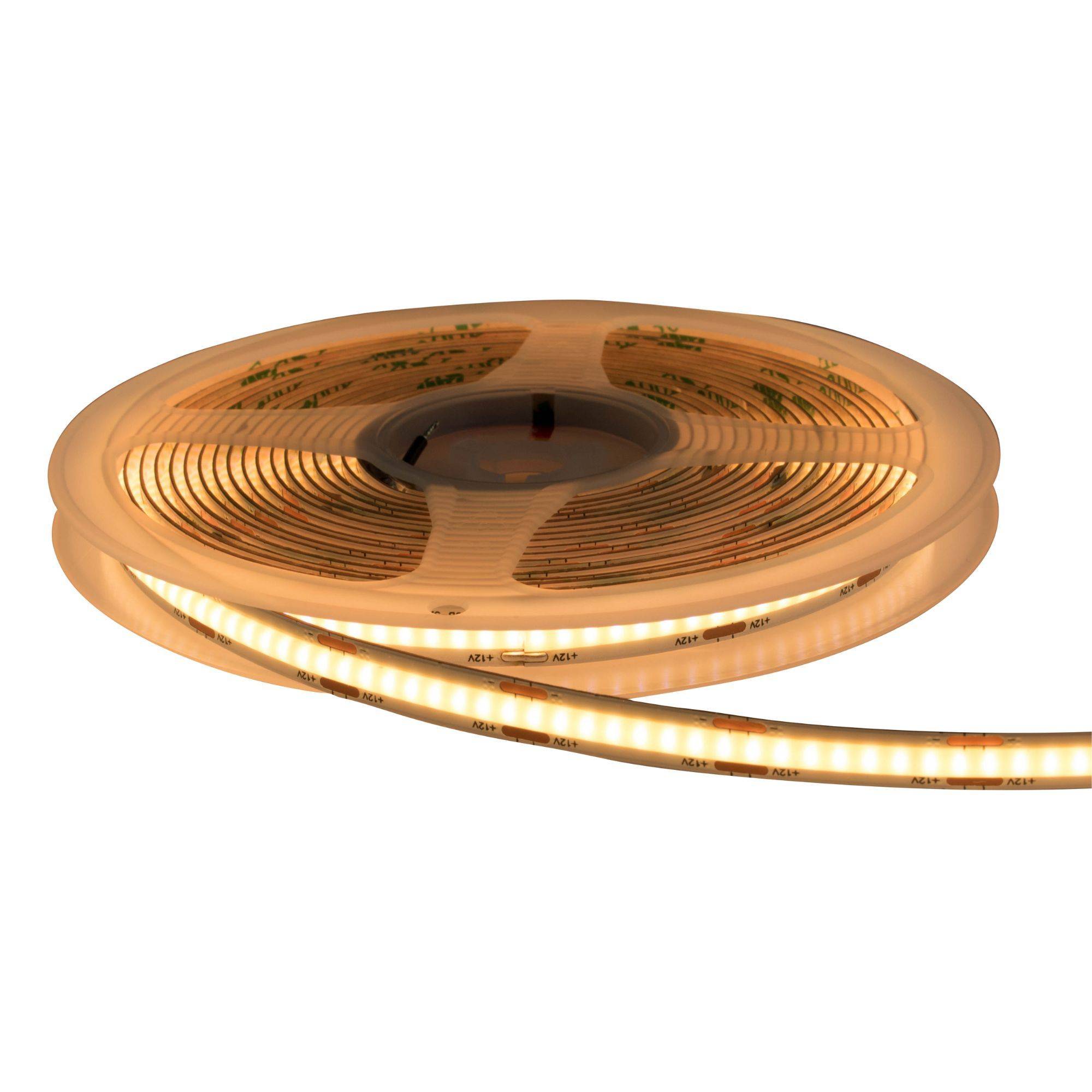 kalb | LED COB Strip, 12V, 320Stk/Meter, 5m Rolle, max. 10W/m, warmweiß / 3000K