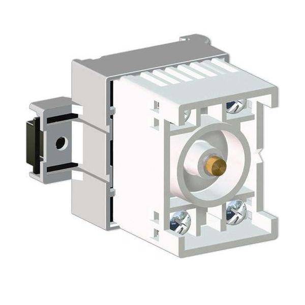 Ein quadratisches, weißes koaxiales Wandauslassmodul mit einem zentralen kreisförmigen Stecker und drei Schrauben, das zur Installation in einer Wandplatte ausgelegt ist.