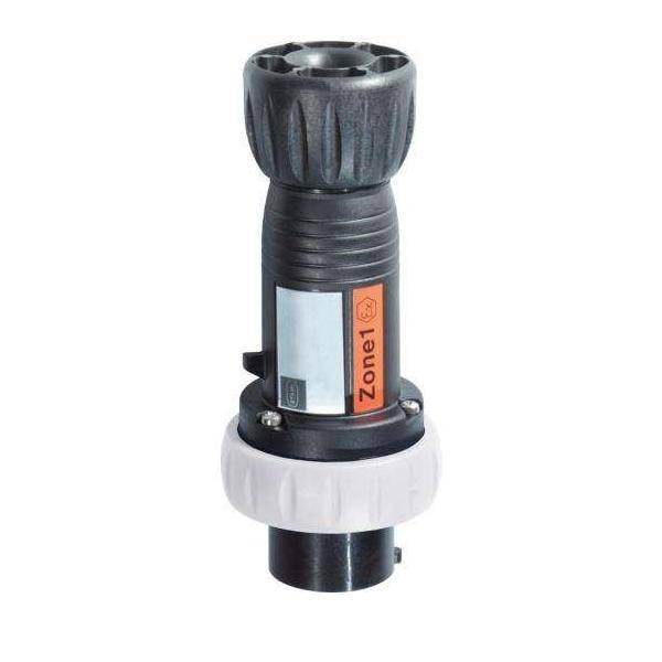 Eine Düse mit einem Schwarz-Weiß-Farbschema mit der Bezeichnung „Zone1