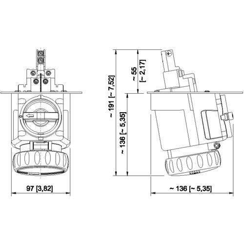 Stahl Flanschsteckdose 8570/15-409-S#272858