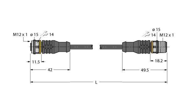 Turck Aktuator- u. Sensorleitung RKC4.4T0.5RSC4.4TTXG