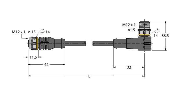 Turck Aktuator- u. Sensorleitung RKC4T-0.3-WSC4T/TEL