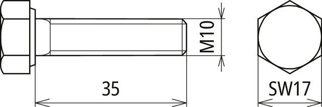 DEHN Sechskantschraube DIN 933 SKS M10X35 DIN933V2A