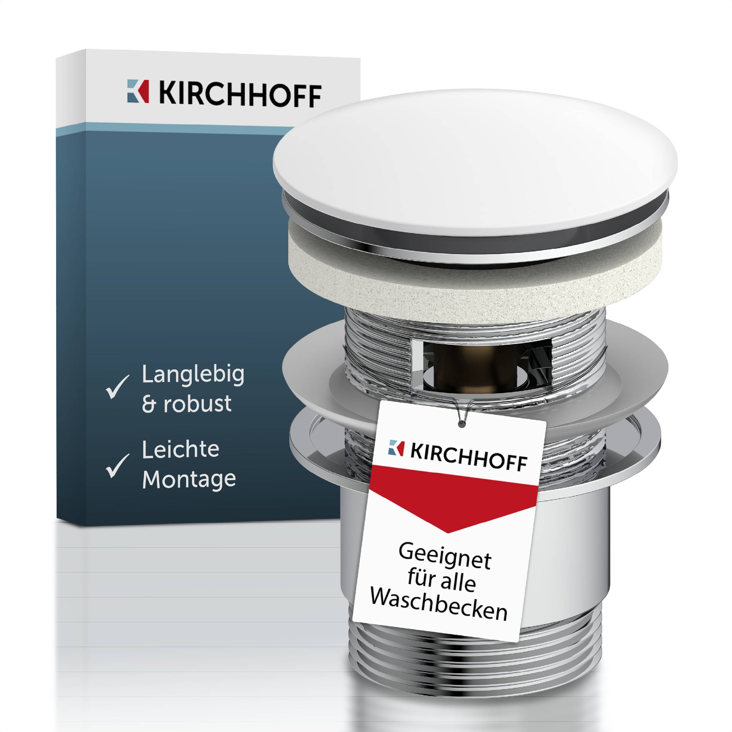 Design-Ablaufventil, Kappe Weiß, 1 1/4" x 65 mm, mit Überlauf