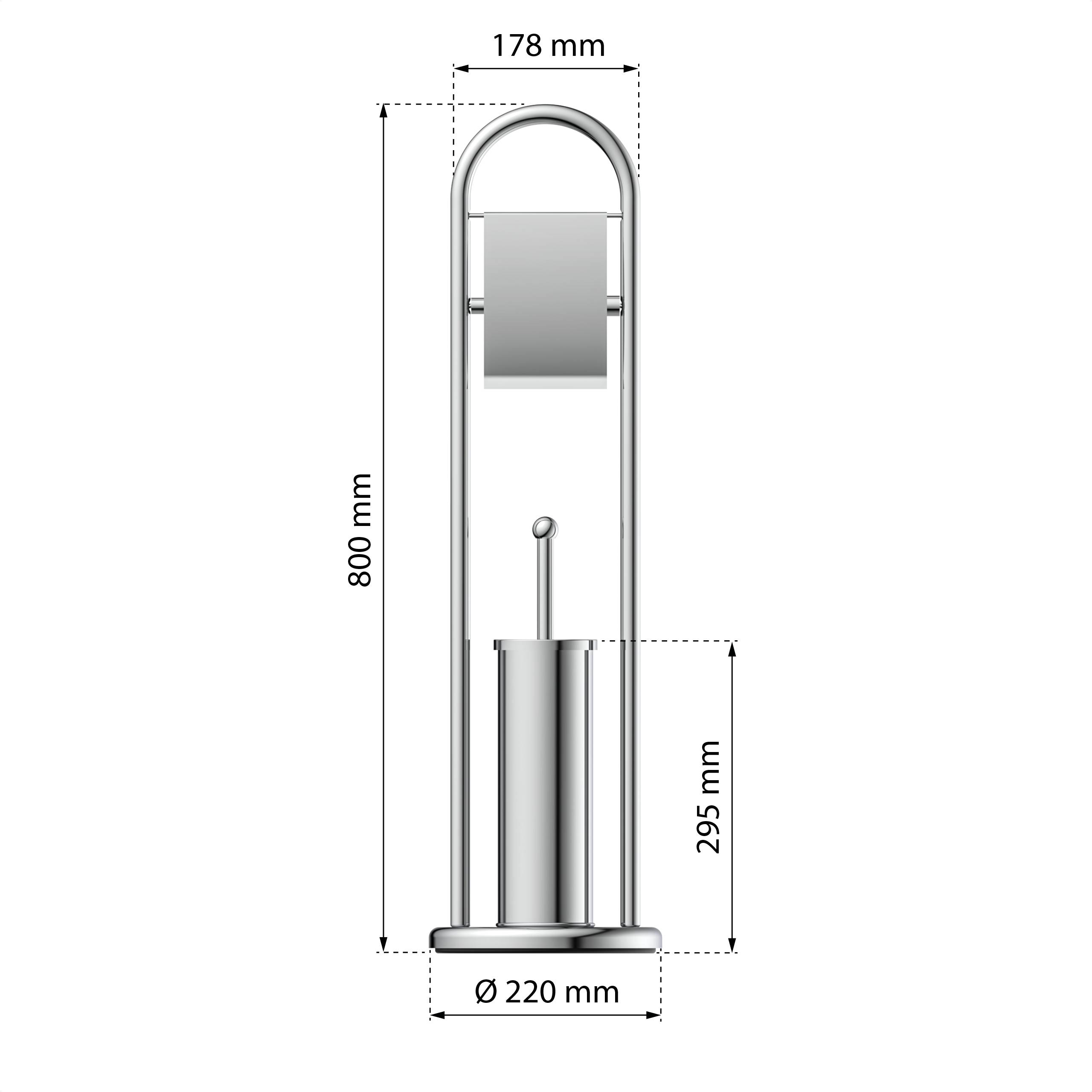 Stand WC-Set, Toilettenpapierhalter und Bürstenhalter, Chrom