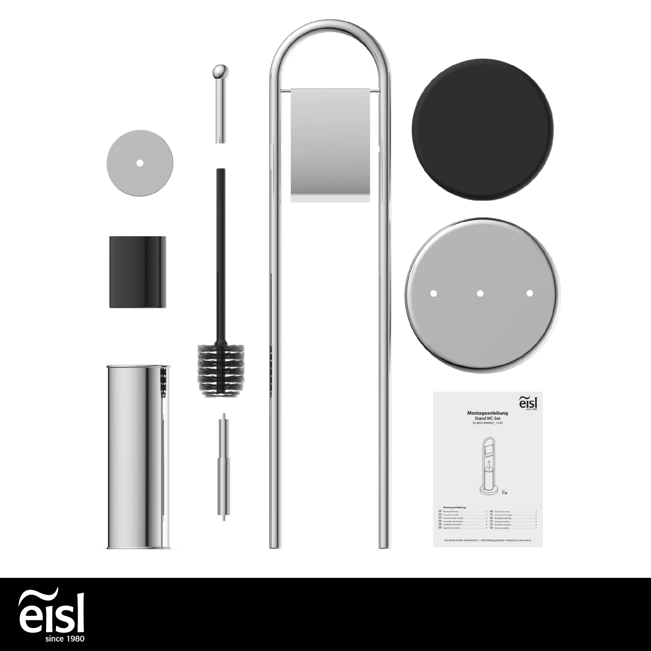 Stand WC-Set, Toilettenpapierhalter und Bürstenhalter, Chrom