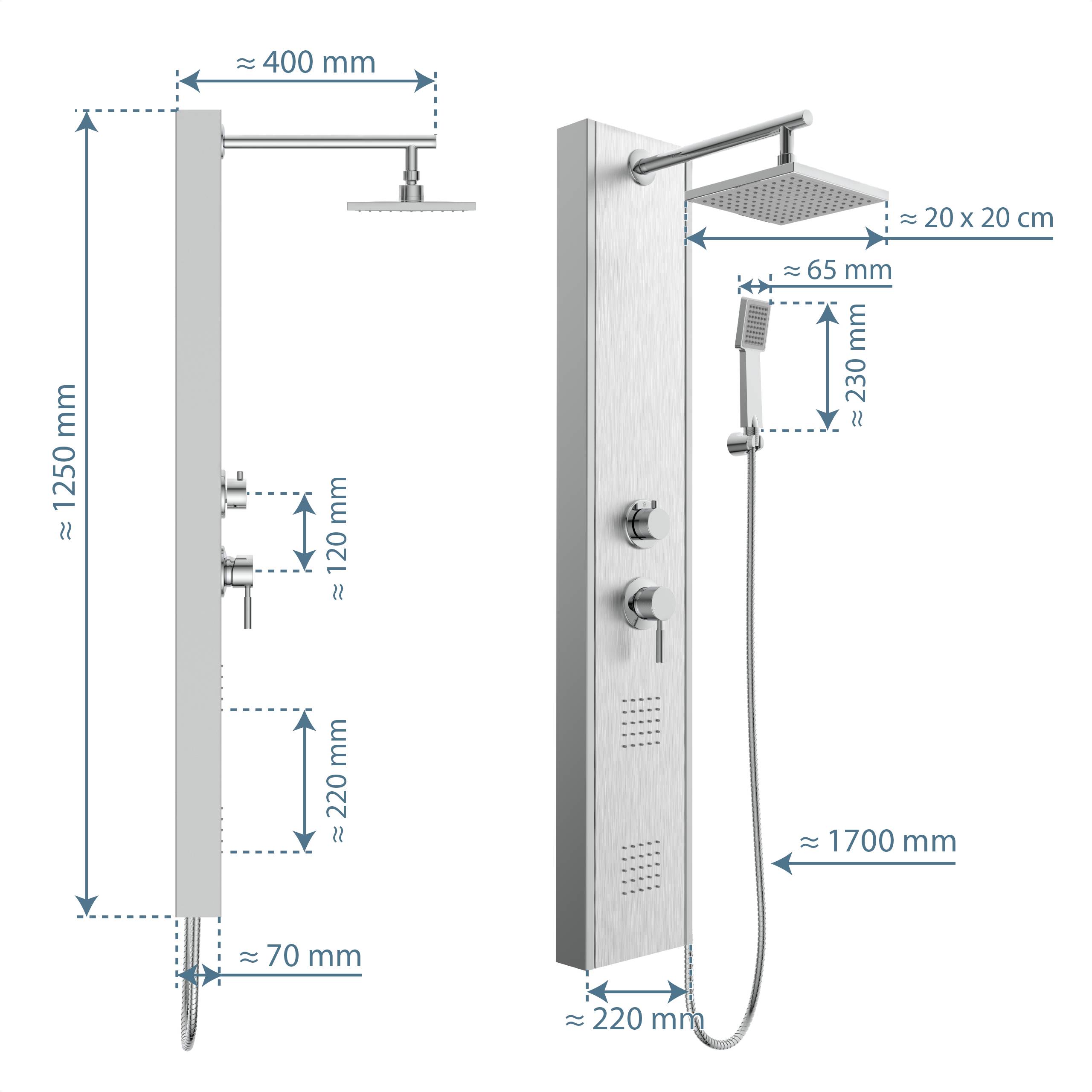 TAHITI Duschpaneel, Edelstahl