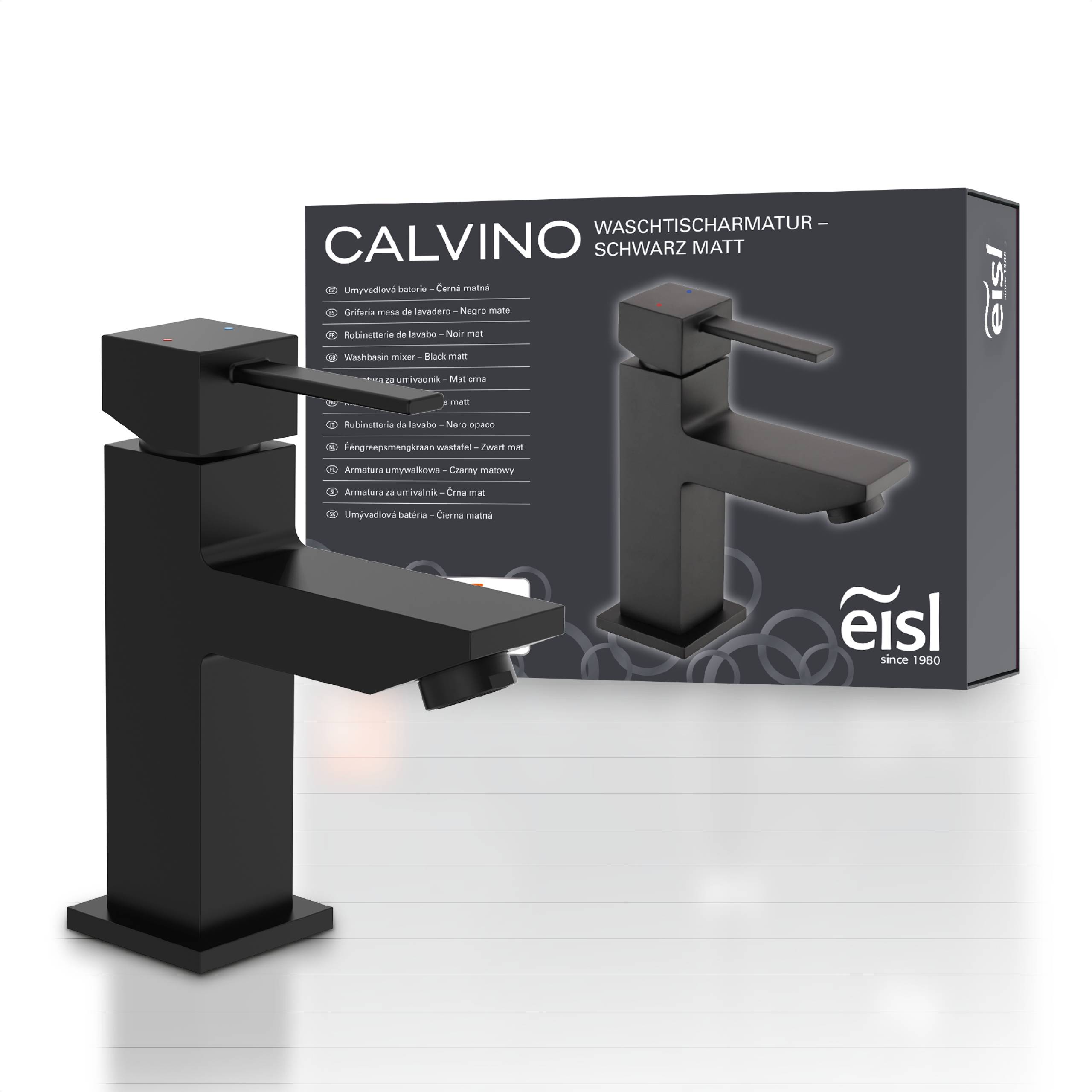 CALVINO Waschtischarmatur, Schwarz matt