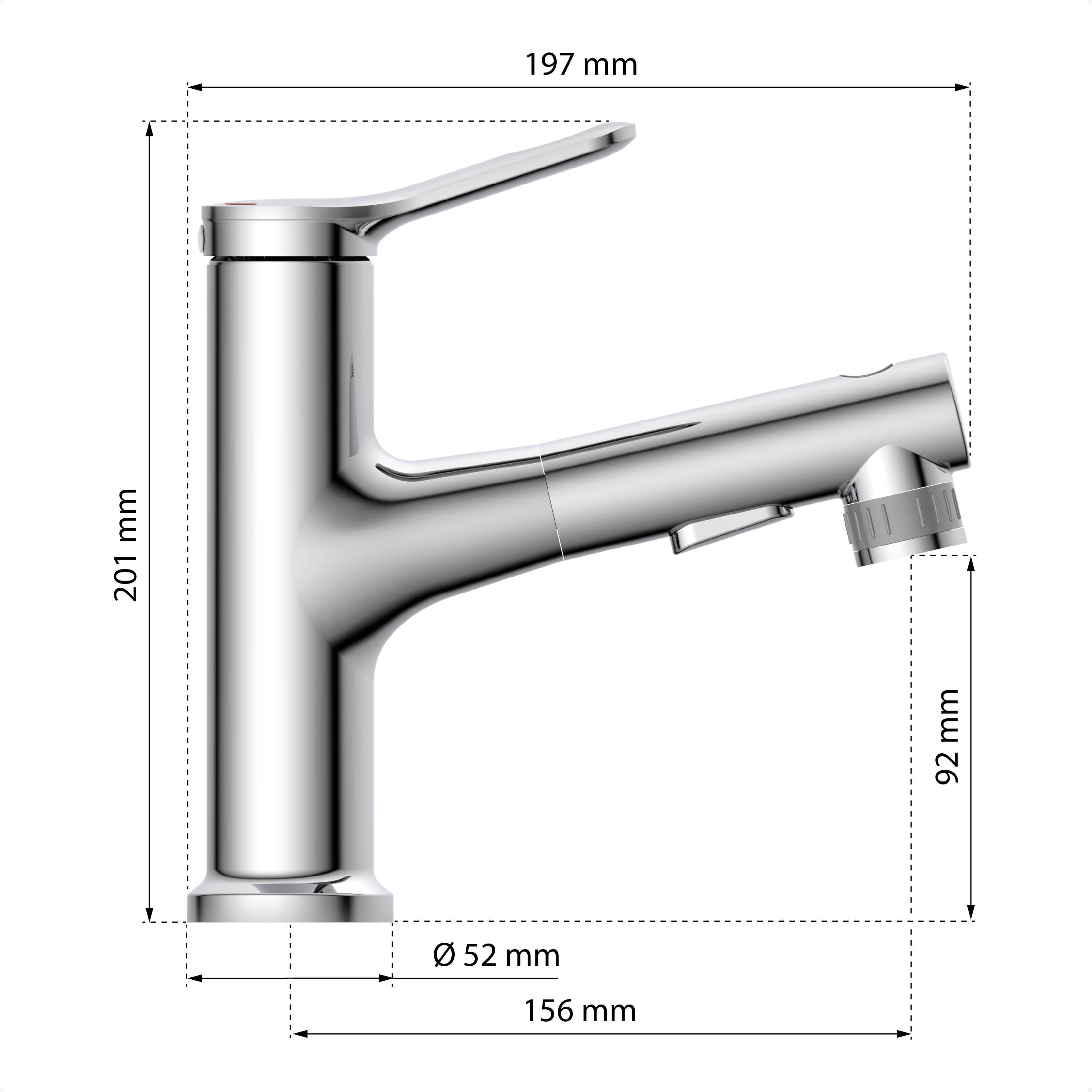 VARIABILE Waschtischarmatur, Chrom, mit herausziehbarer Haarbrause