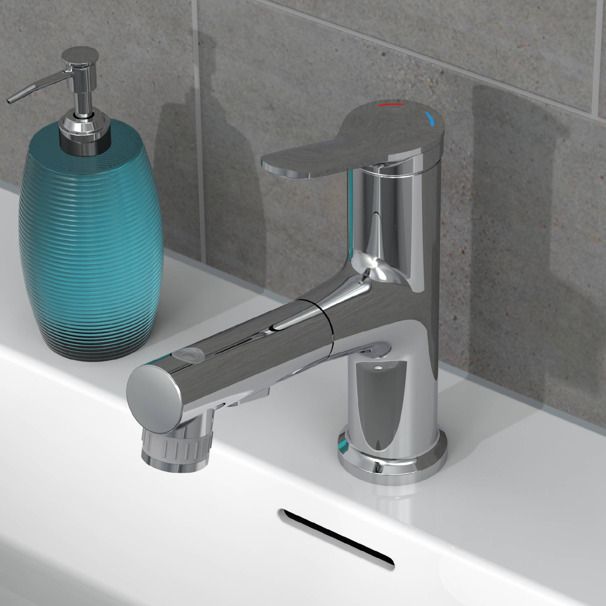 VARIABILE Waschtischarmatur, Chrom, mit herausziehbarer Haarbrause