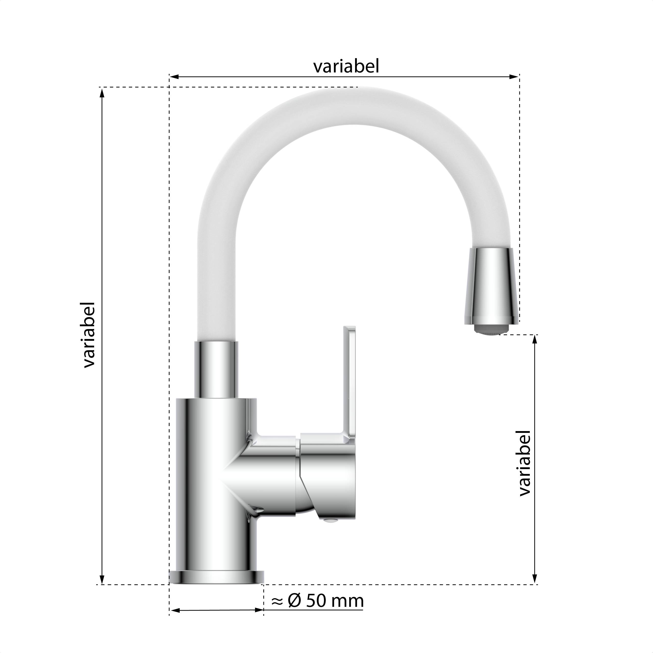 FLEXO Waschtischarmatur, Chrom/Weiß, mit flexiblem Auslauf
