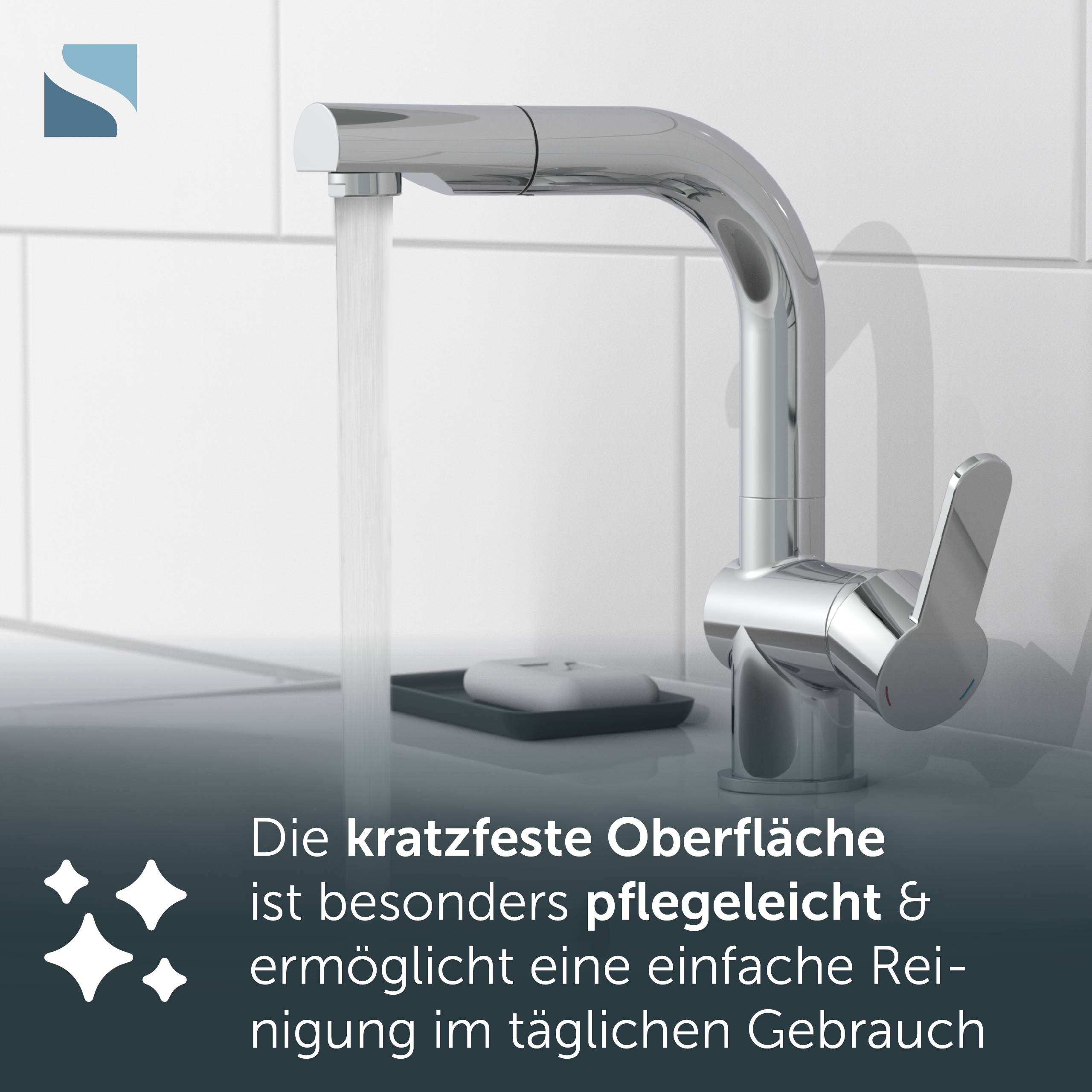 LONDON Waschtischarmatur, Chrom, mit herausziehbarer Haarbrause