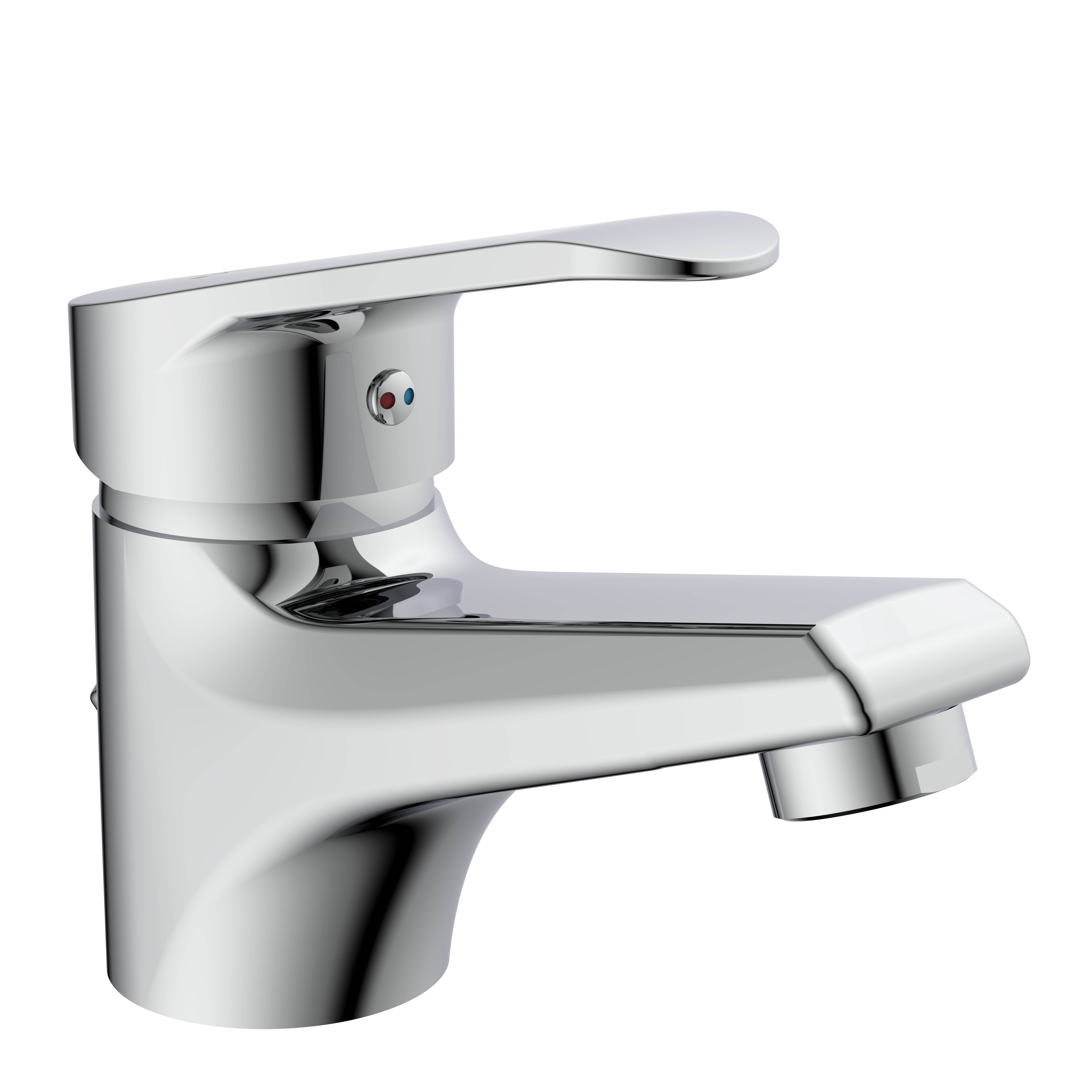 Chrome-Badezimmer-Wasserhahn mit Einhebel-Griff auf schwarzem Hintergrund