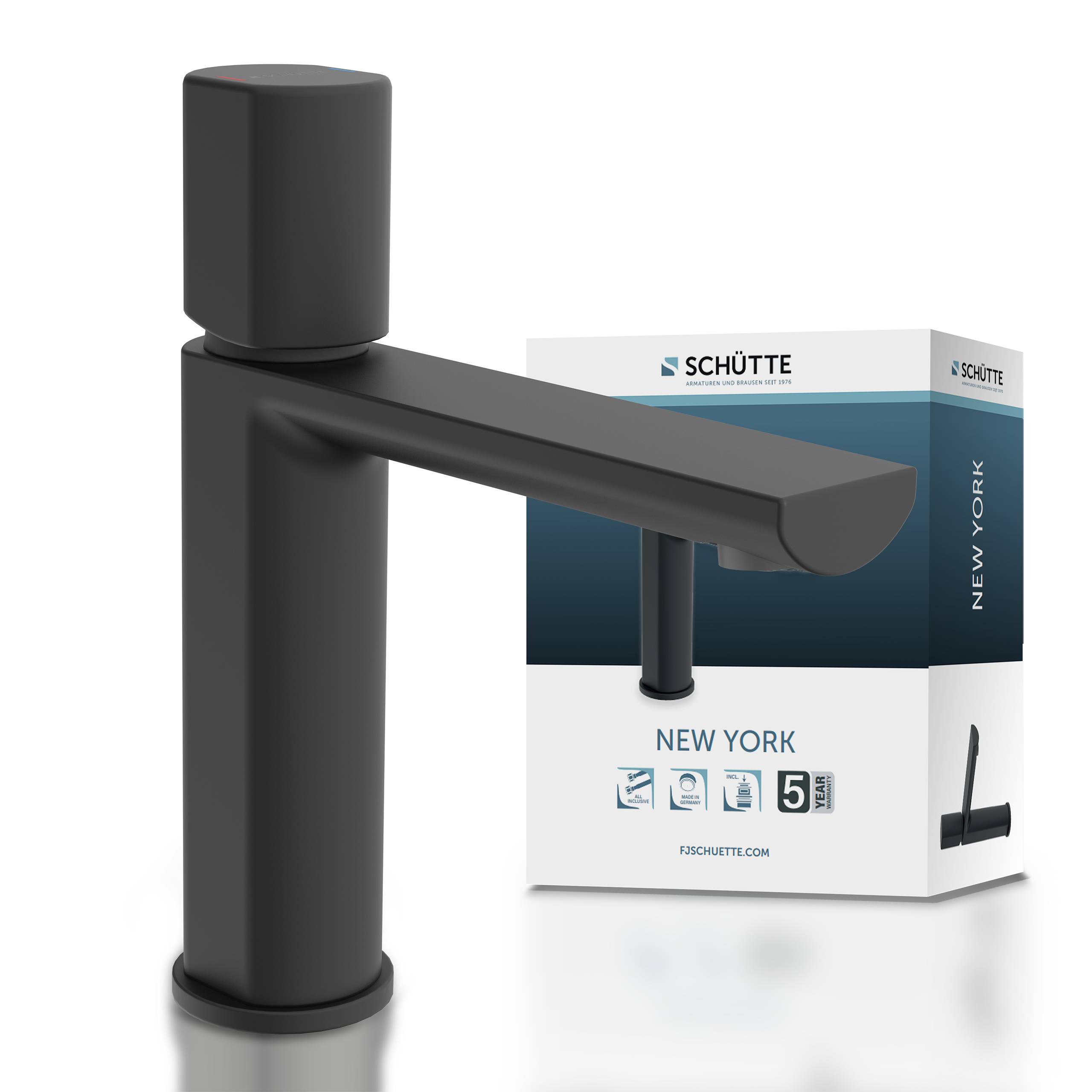 NEW YORK Waschtischarmatur, Schwarz matt