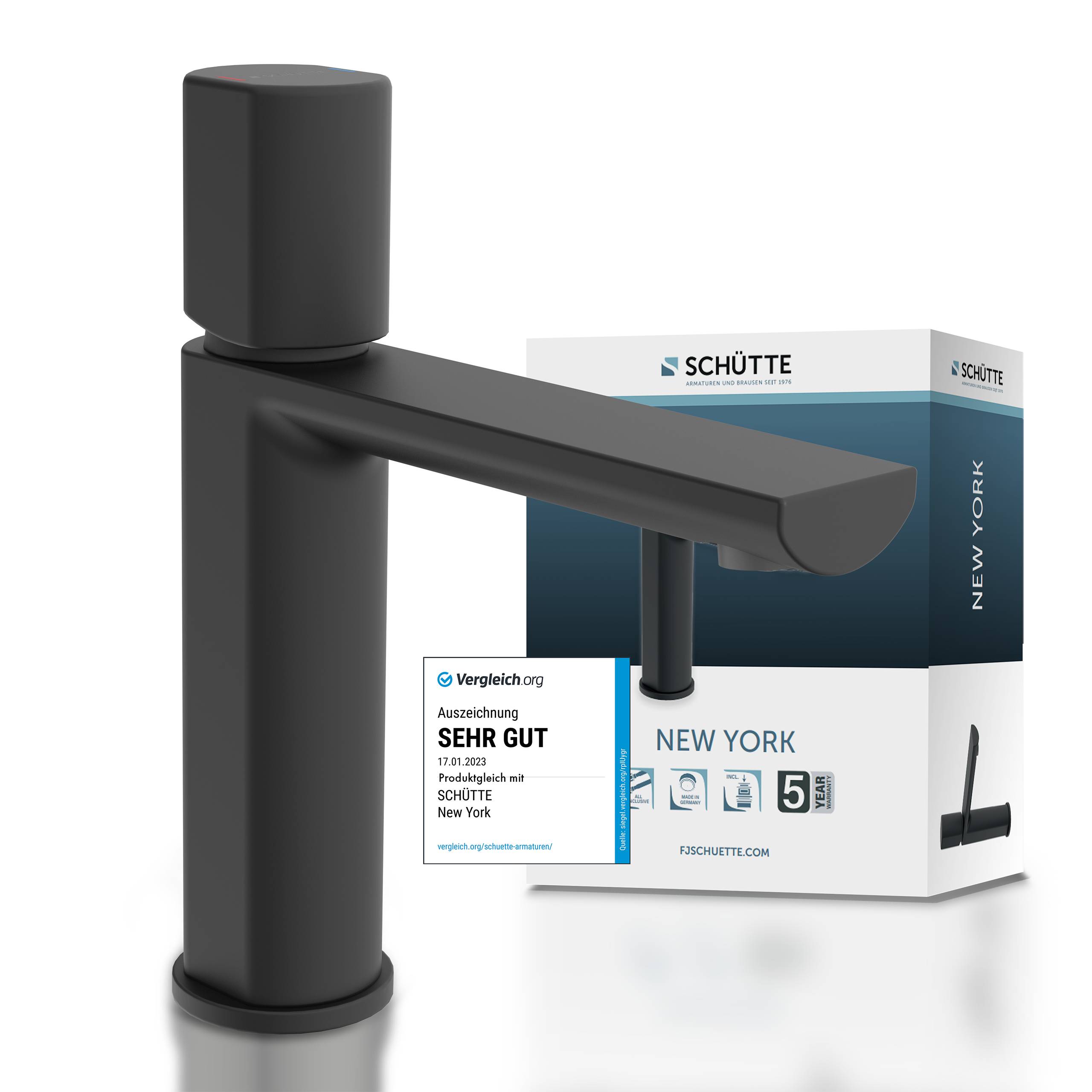 NEW YORK Waschtischarmatur, Schwarz matt