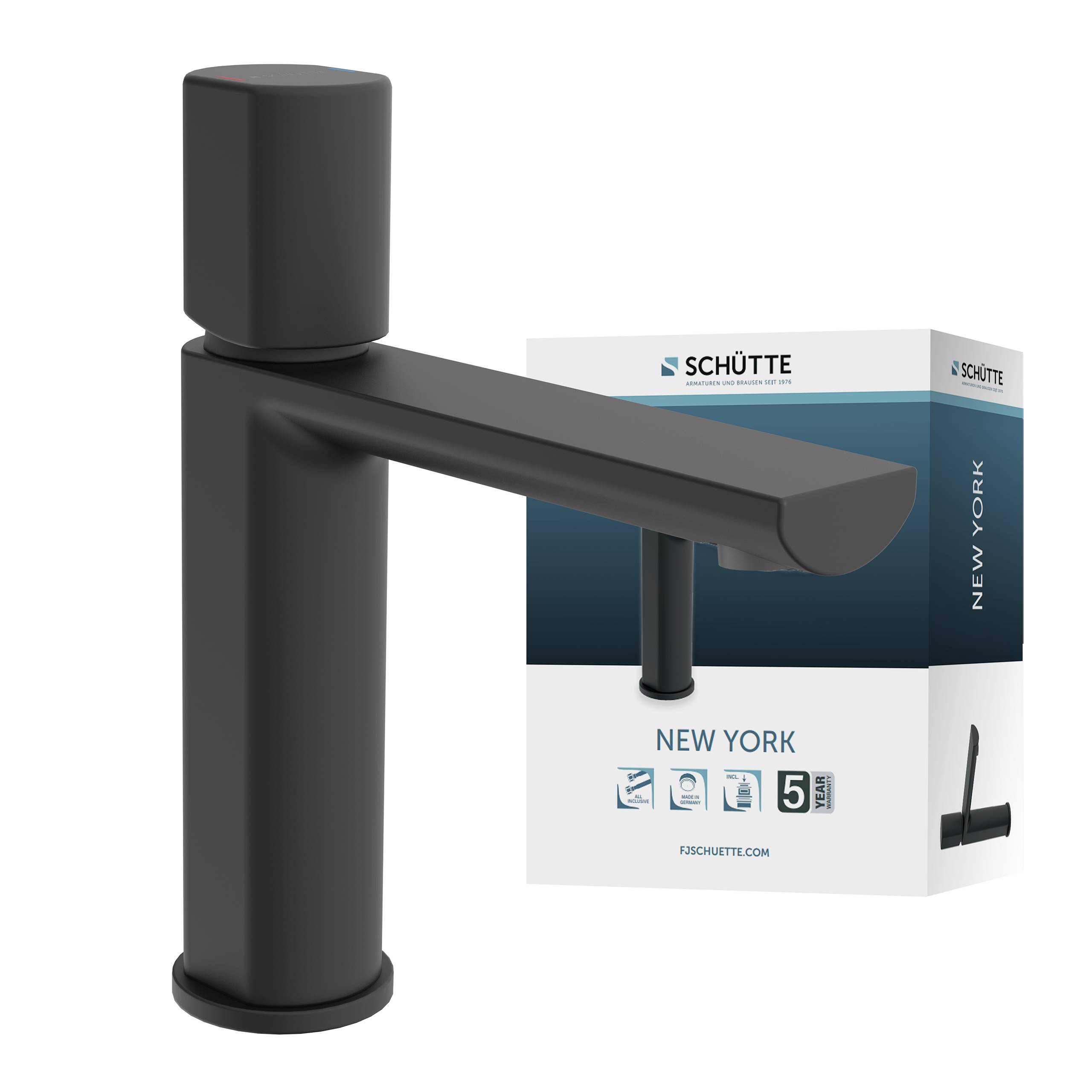 NEW YORK Waschtischarmatur, Schwarz matt