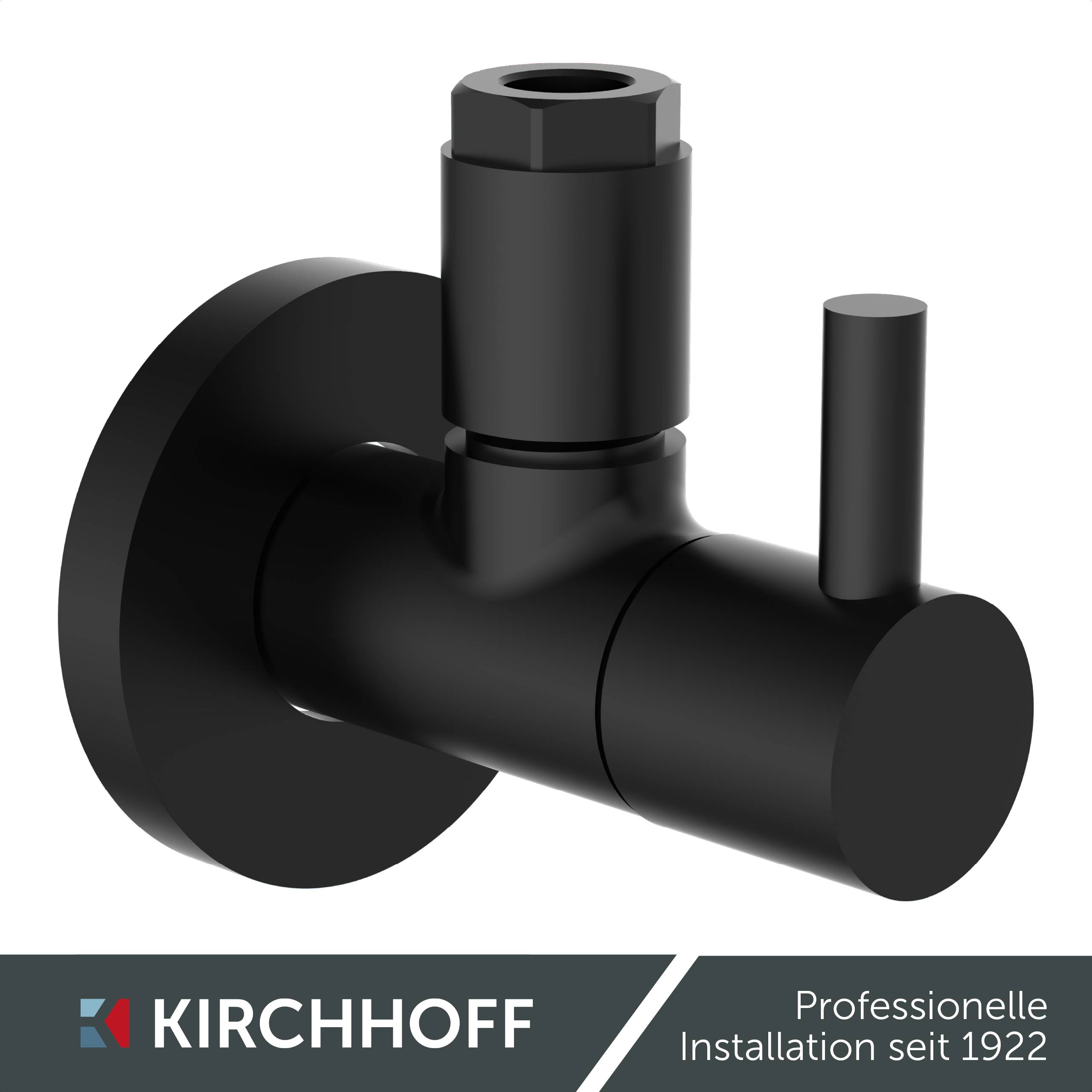 MS Eckventil, Schwarz matt, 1/2"AG x 10 mmQ, mit Rosette