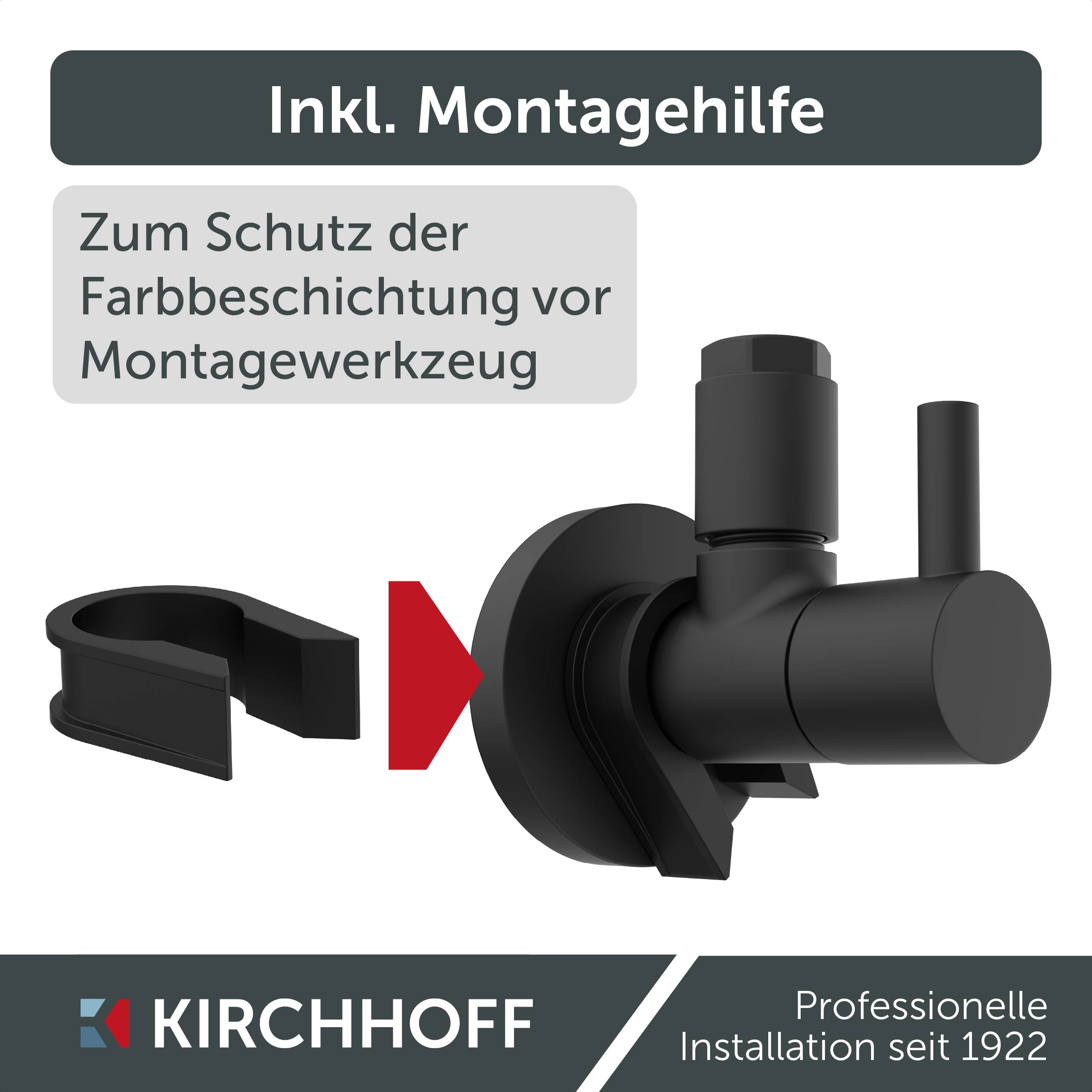 MS Eckventil, Schwarz matt, 1/2"AG x 10 mmQ, mit Rosette