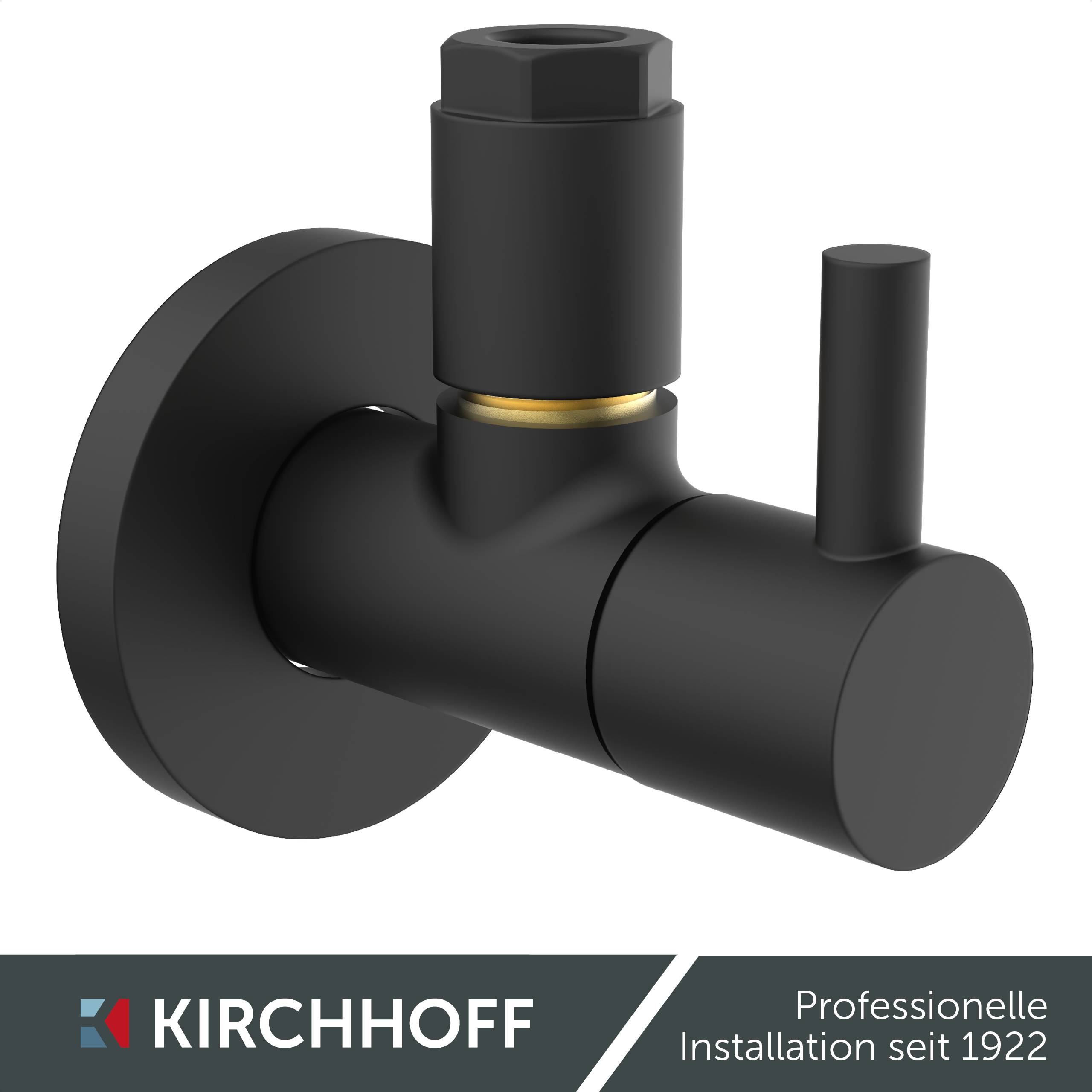 MS Eckventil, Schwarz matt, 1/2"AG x 10 mmQ, mit Rosette