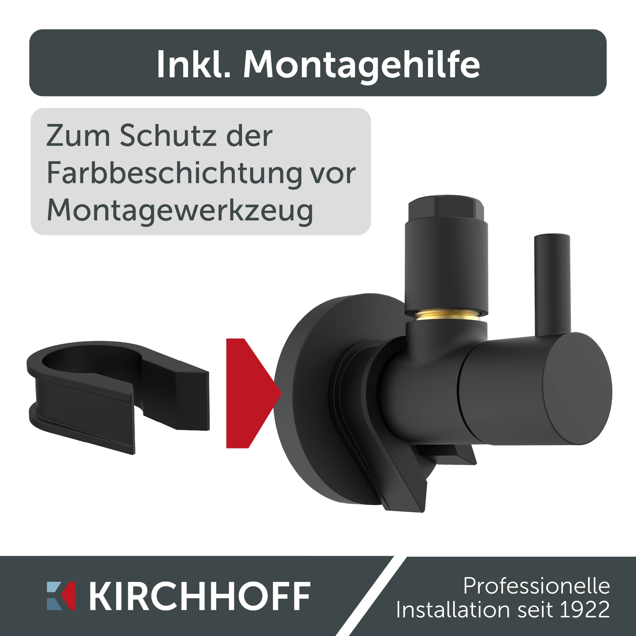 MS Eckventil, Schwarz matt, 1/2"AG x 10 mmQ, mit Rosette