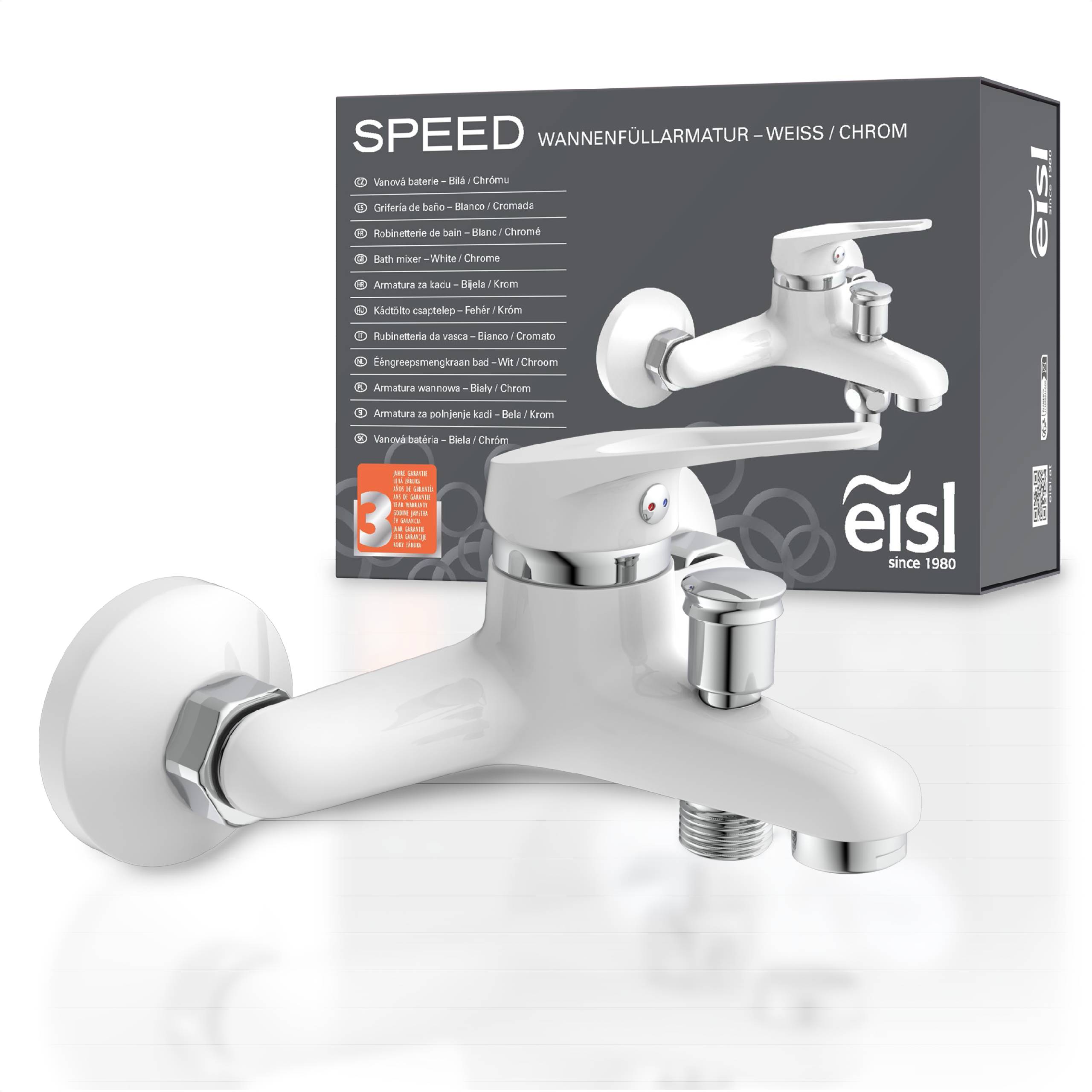 SPEED Wannenfüllarmatur, Weiß/Chrom