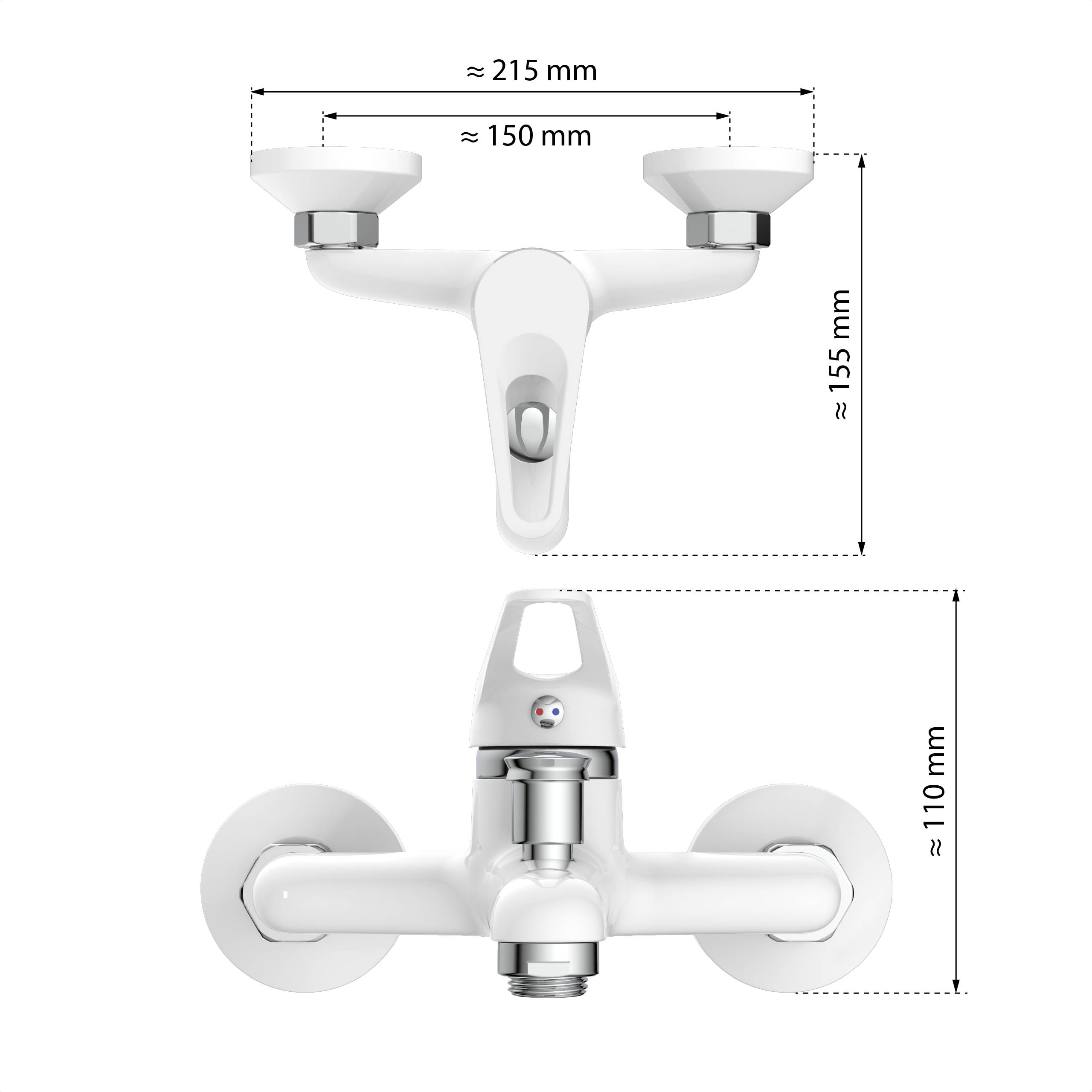 SPEED Wannenfüllarmatur, Weiß/Chrom